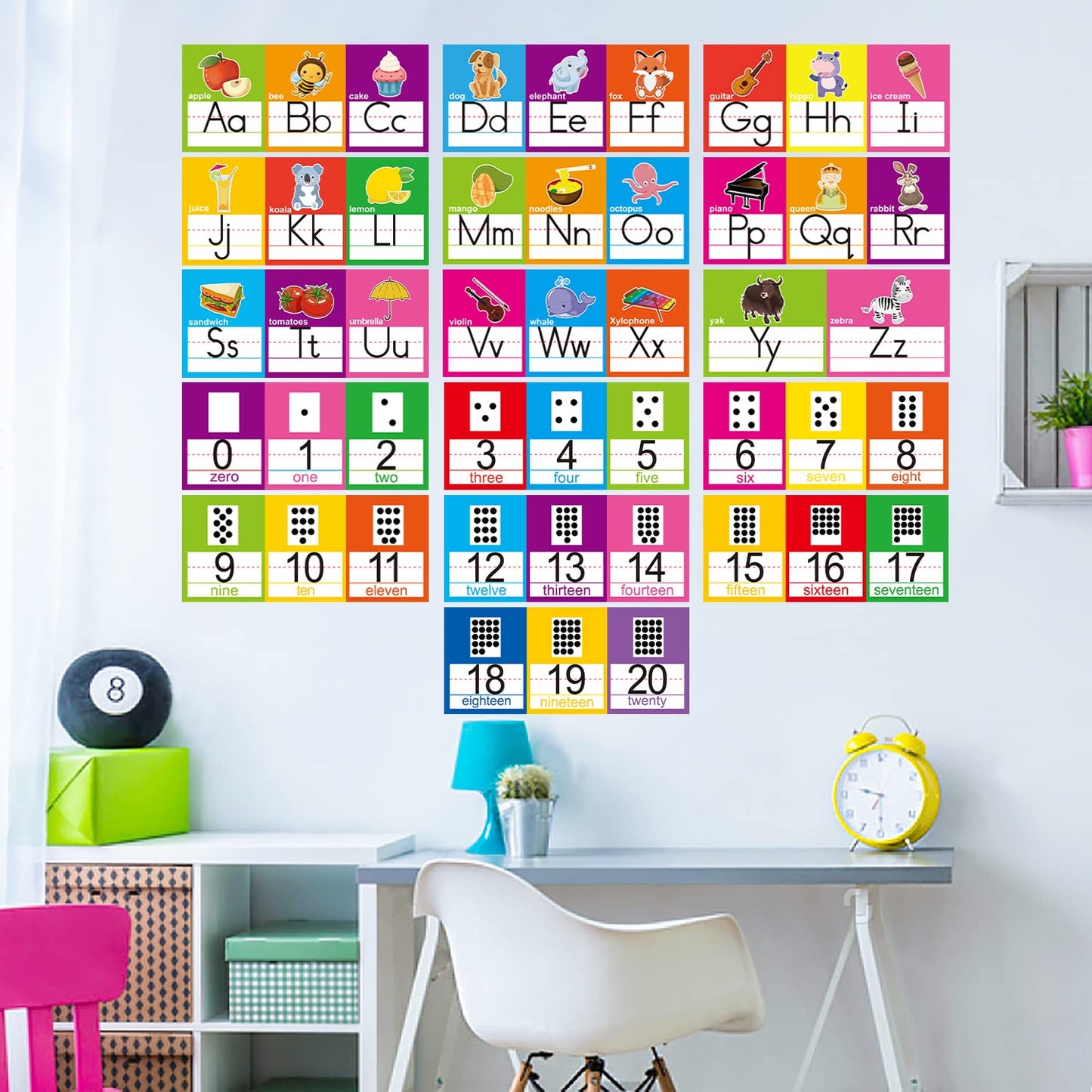 OUNENO Alphabet Line Bulletin Board Set ABC Number 0-20 Wall Decorations for Pre-School Kindergarten Elementary Classroom Nursery Homeschool