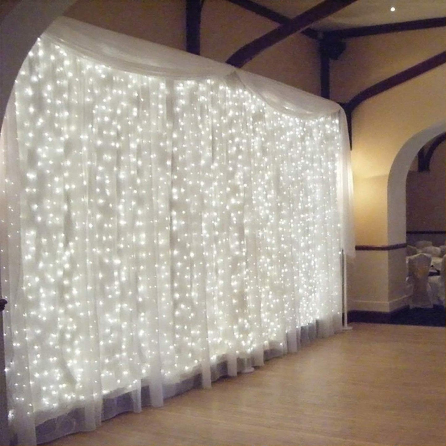TORCHSTAR 9.8FT × 9.8FT Window Curtain Light, Extendable String Light Kit, Pure White, 8 Modes Outdoor Easter & Spring for Party, Wedding, Restaurant, Festival, Hotel, Bar, Home, Patio, Garden