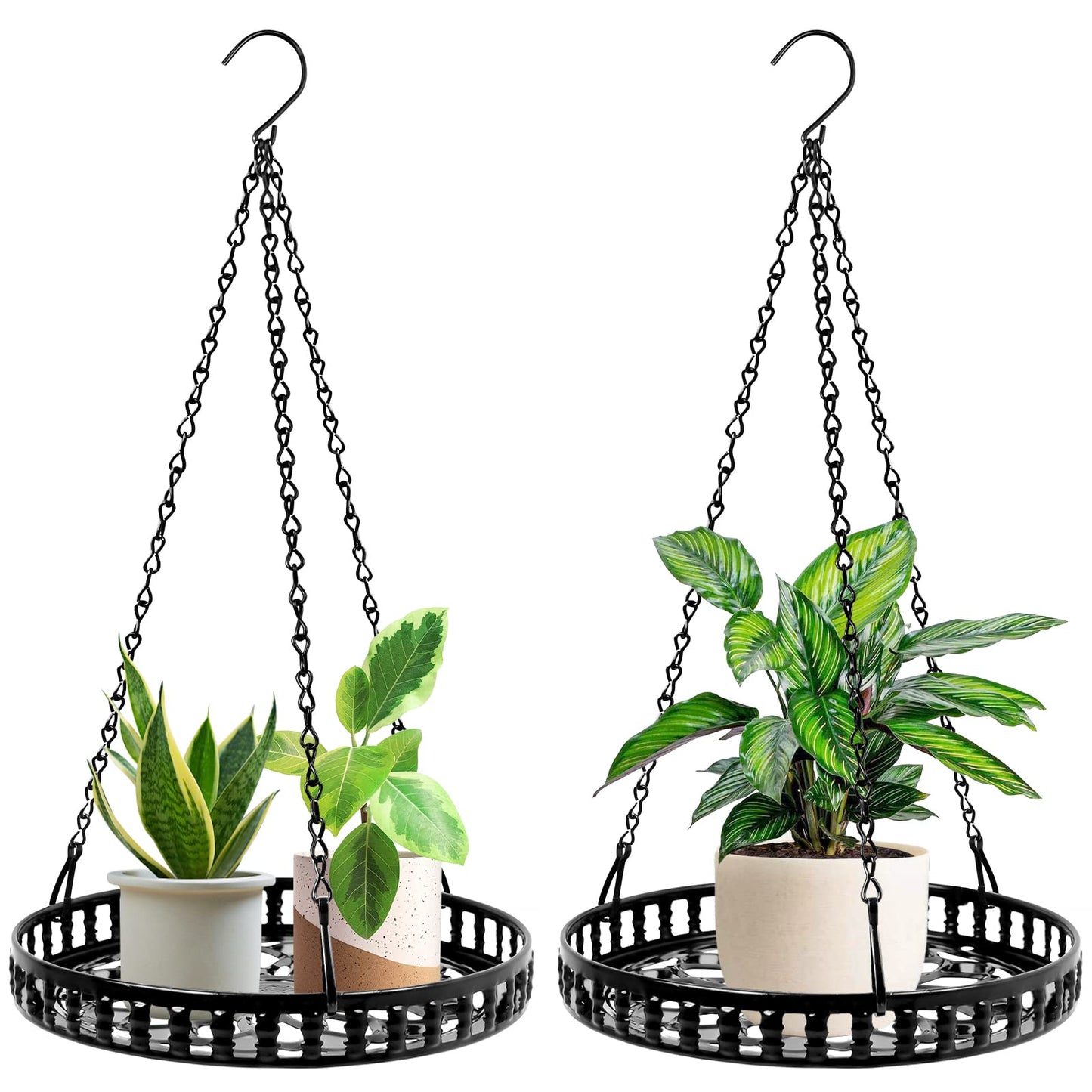 Plant Hanger Indoor Outdoor 2 Pack, Hanging Planter for Indoor Outdoor Plants, Hanging Plant Holder Shelf, Plant Hanging Basket, Decorative Metal Flower Holder