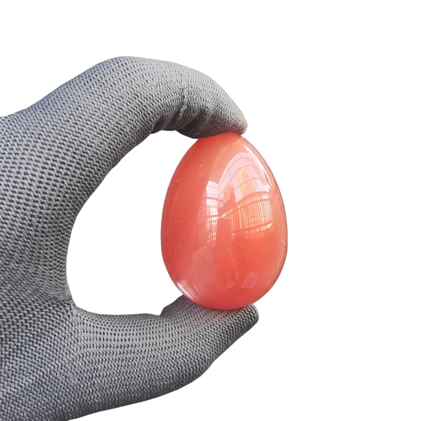 Sunshcat Synthetic Cherry Quartz Egg Shaped Meditation Chakra and Home Decor Balance Crystals and Healing Stones Statue Set,35 * 50mm Easter and Thanksgiving Gift,with Wooden Bracket