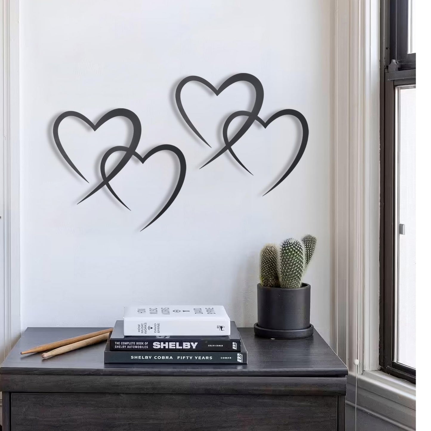 OYEFLY Infinity Heart Metal Wall Decor,Infinity Heart Wall Decor for Room Living,Wedding Decor (Black, style3 11.4 x 10.7in)