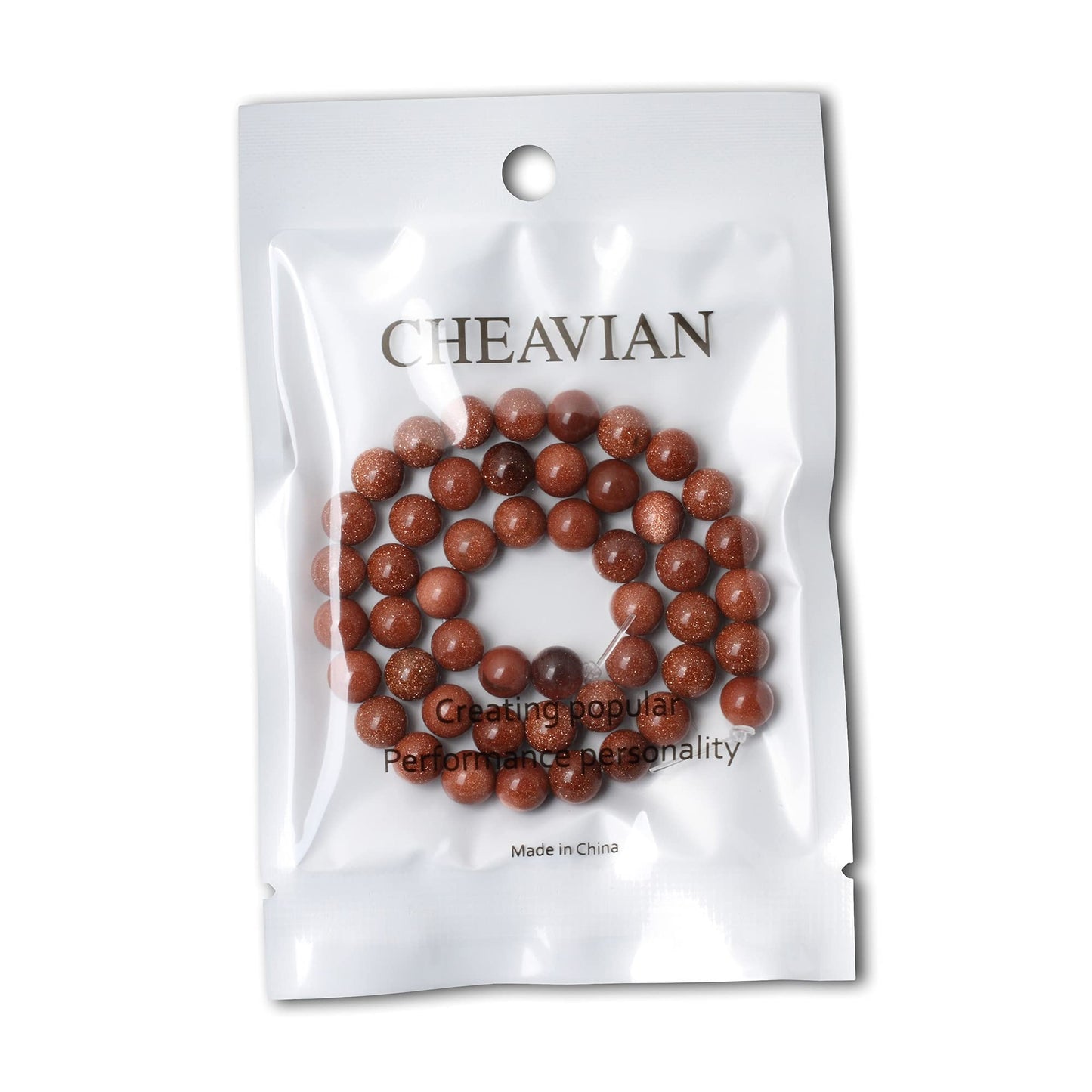 CHEAVIAN 45PCS 8mm Gold Sandstone Gemstone Round Loose Beads for Jewelry Making 1 Strand 15"