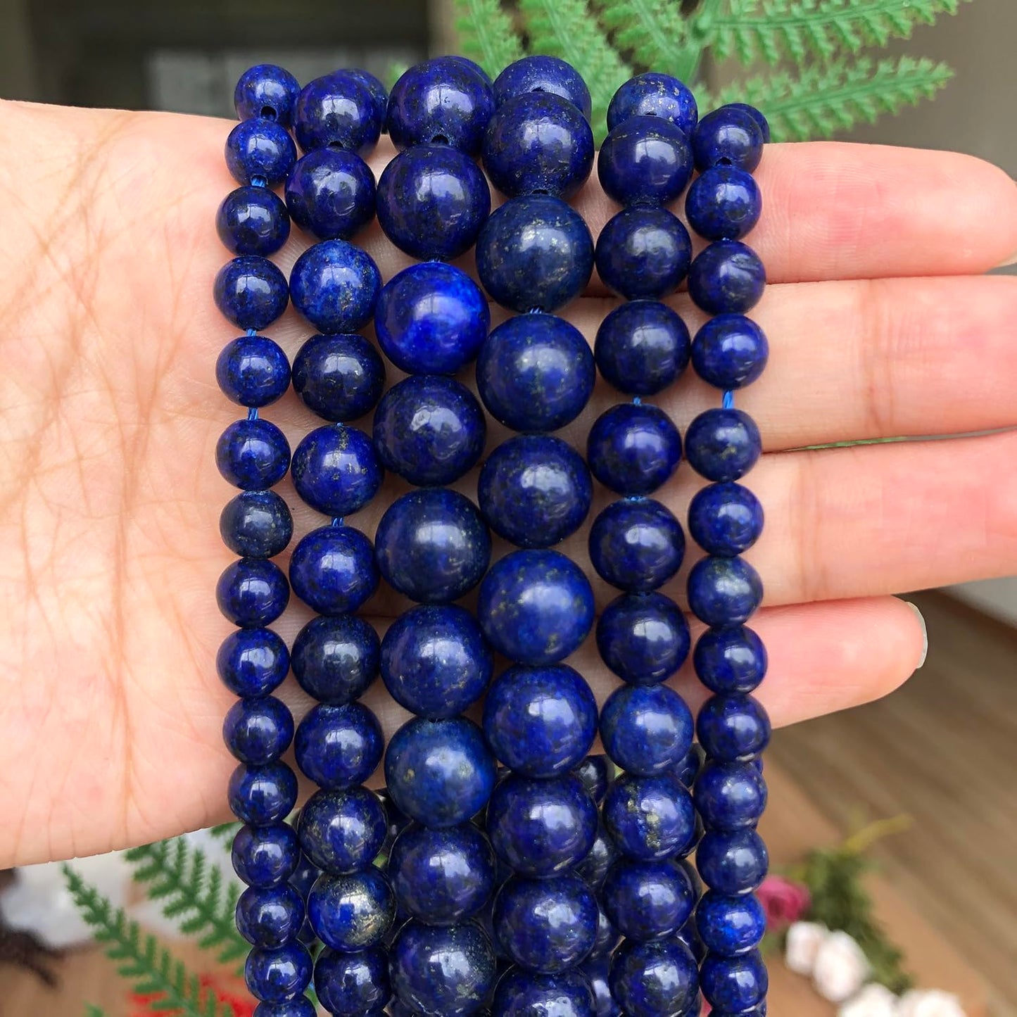 Yochus 60pcs Lapis Lazuli Beads，6mm Healing Power Natural Stone Round Loose Beads for Jewelry Making Earring Necklace DIY Crafts