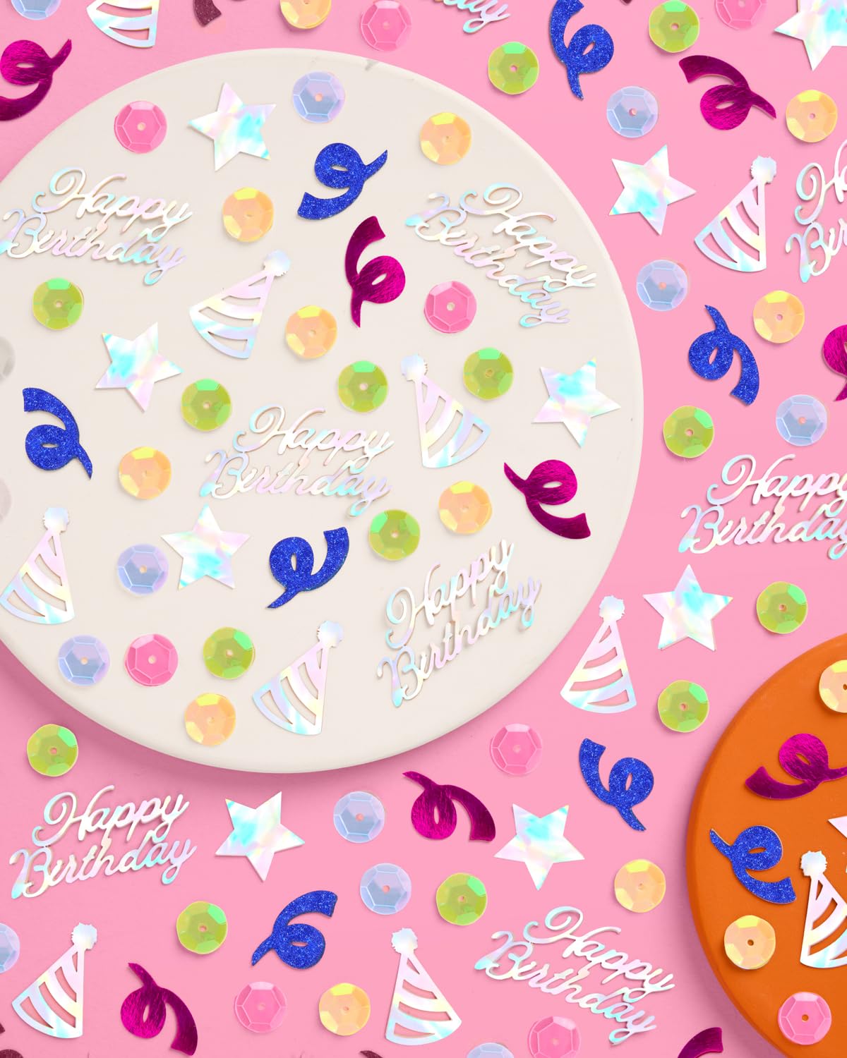 xo, Fetti Happy Birthday Confetti Rainbow | Birthday Party Decorations, Iridescent Foil, Pastel Sequins, Table Scatter, Celebration Decor, Sparkle