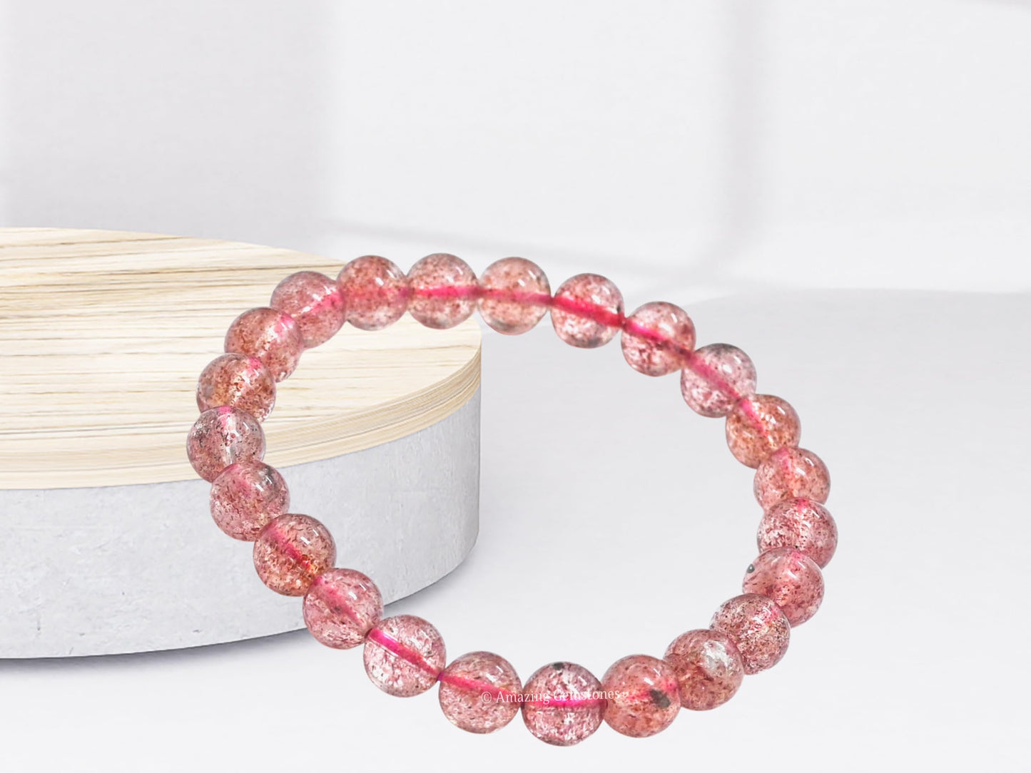 Amazing Gemstone Crystal Bracelet for Women Men's Gifts - Protection Healing Crystal Bracelet - 8mm Gemstone Beaded Stretchable Bracelet Pulseras Para Hombres Mujer Stocking Stuffers Mothers Day Gift (Strawberry Quartz)