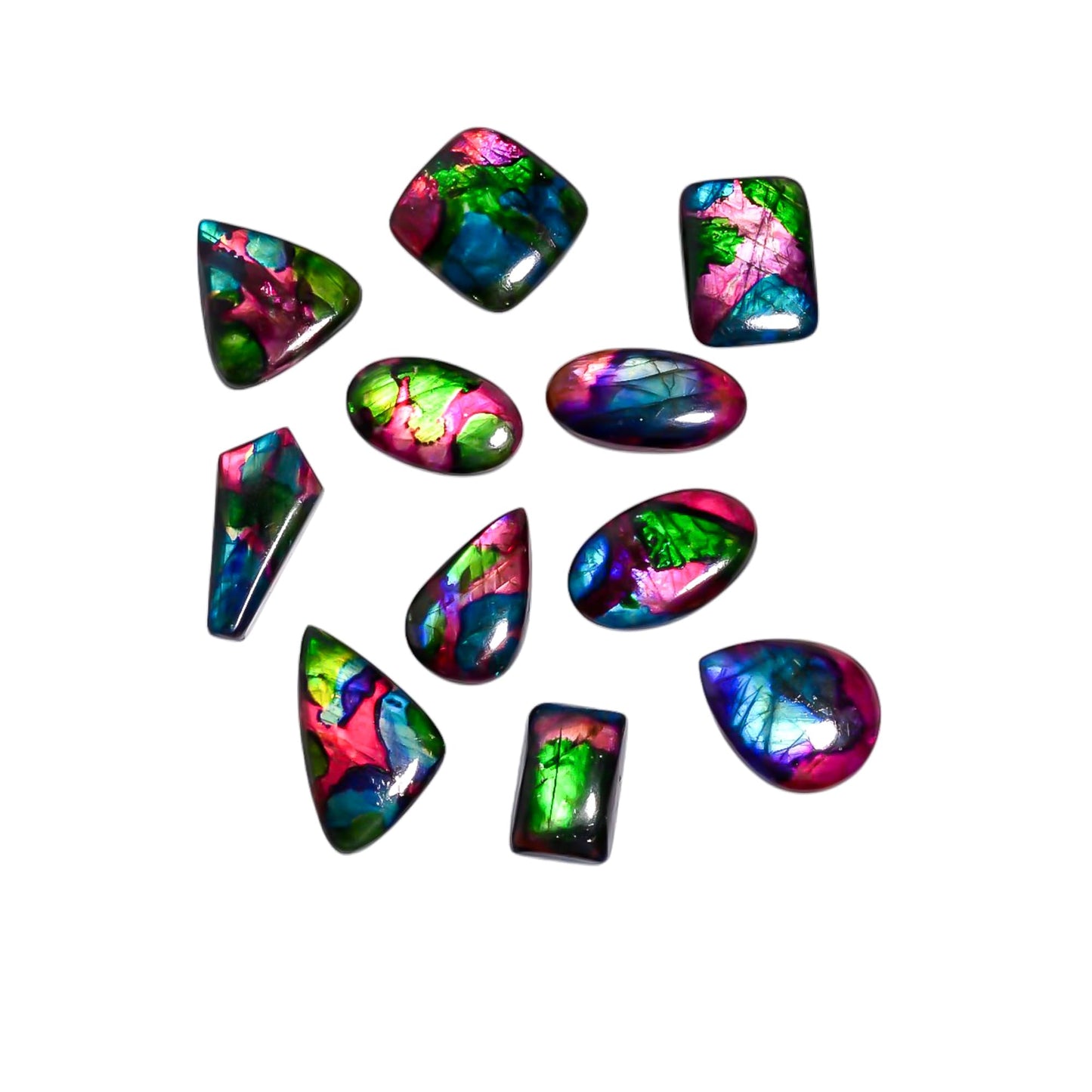 GEMKORA [30-40mm] [3pcs] Large Rainbow Pattern Labradorite Gemstones Cabochons, Jewelry Making Loose Gemstone, Polished Gems, DIY, Wire Wrapping, Reiki, Wikka, Healing Crystals, Bulk Gemstone Deal
