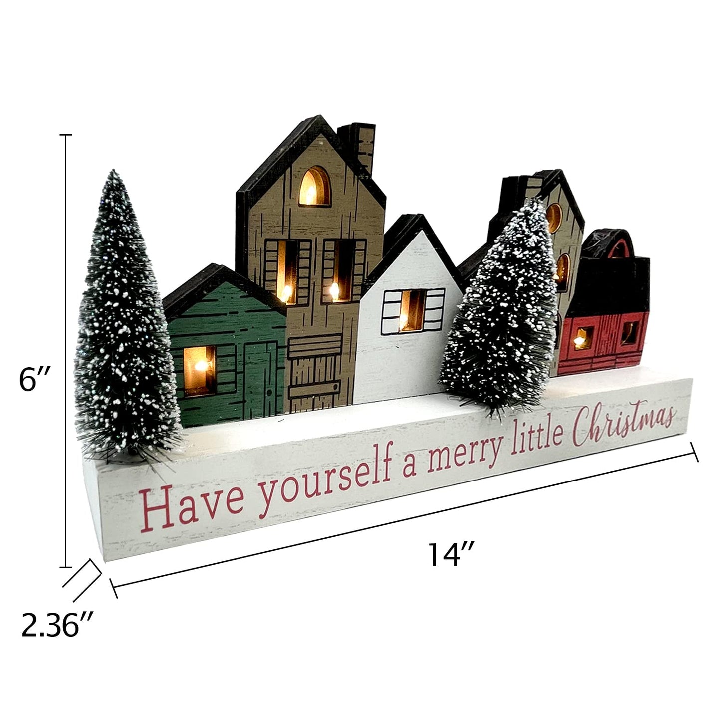Christmas Decorations for Home Led Lighted Merry Christmas Tree Decor with Timer Wooden Rustic Farmhouse Tabletop Block Xmas Party Holiday Signs