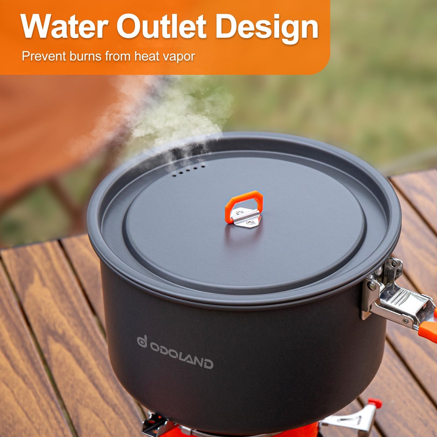 Odoland Camping Cookware Mess Kit - Non-Stick Lightweight Camping Pot and Fry Pan Set with Mesh Bag for Backpacking, Outdoor Cooking and Picnic, for 3-4 People