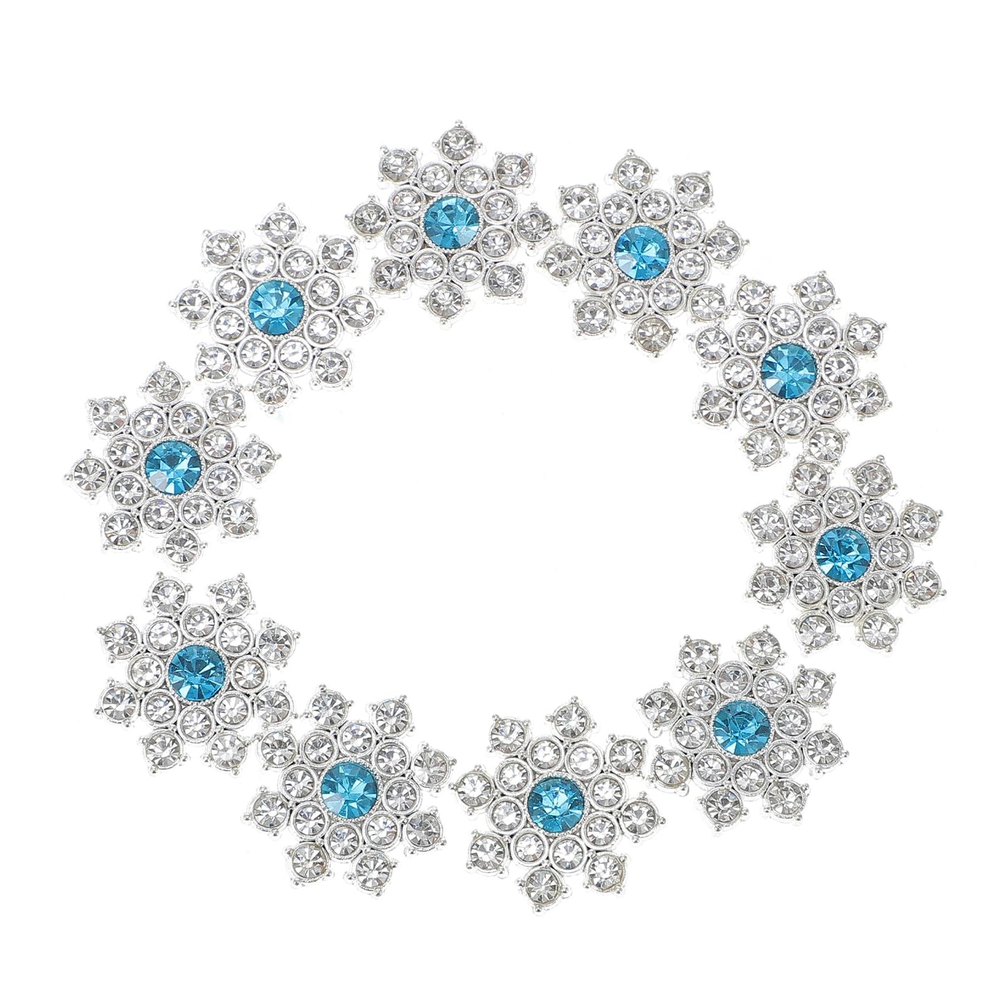 30pcs Crystal Rhinestone Snowflake Buttons Flatback Embellishments for Craft DIY Jewelry Scrapbooking