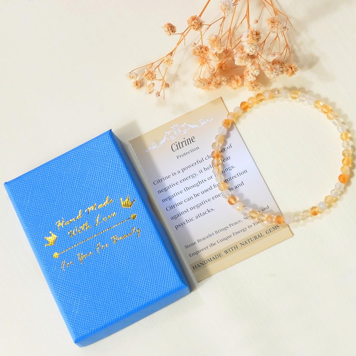 MASSIVE BEADS Natural Genuine Gemstone Beads Healing Crystal Chakra Reiki Jewelry Faceted Round Beads Bracelets (Citrine, 3mm)
