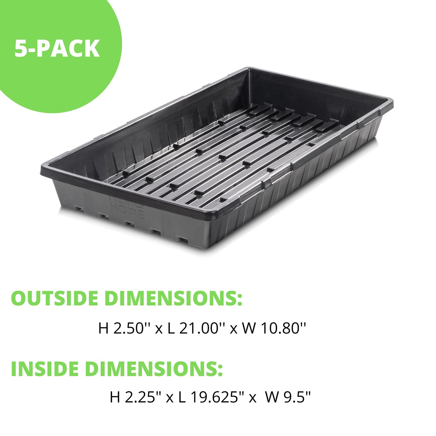1020 Seed Starting Trays - 5-Pack Reusable Plastic Germination Trays for Microgreens & Seedlings