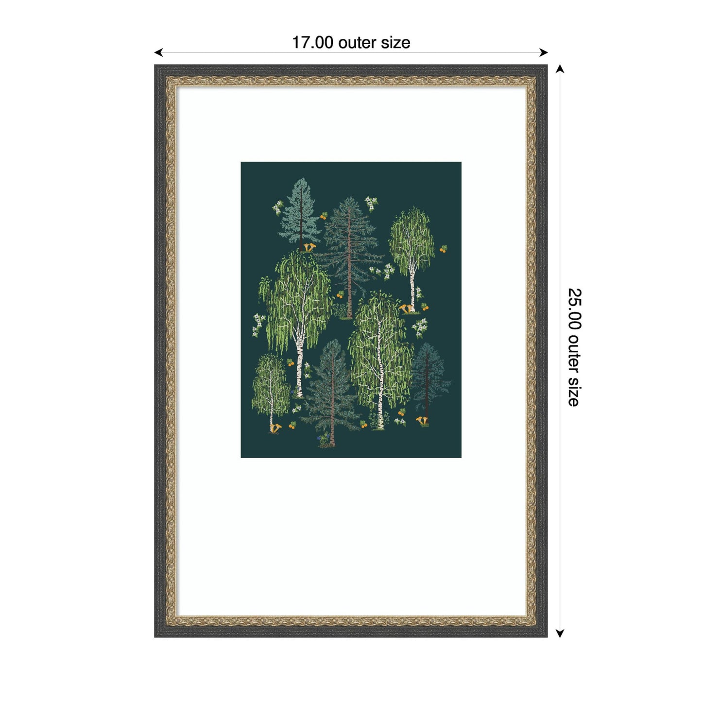 Amanti Art Framed Wall Art Print 25x17 Scandinavian Boreal Forest by Alexandra Weise, Nature Wall Art, Whimsical Decor, Medium Poster Painting Artwork for Living Room, Bedroom, Bathroom, Kitchen,