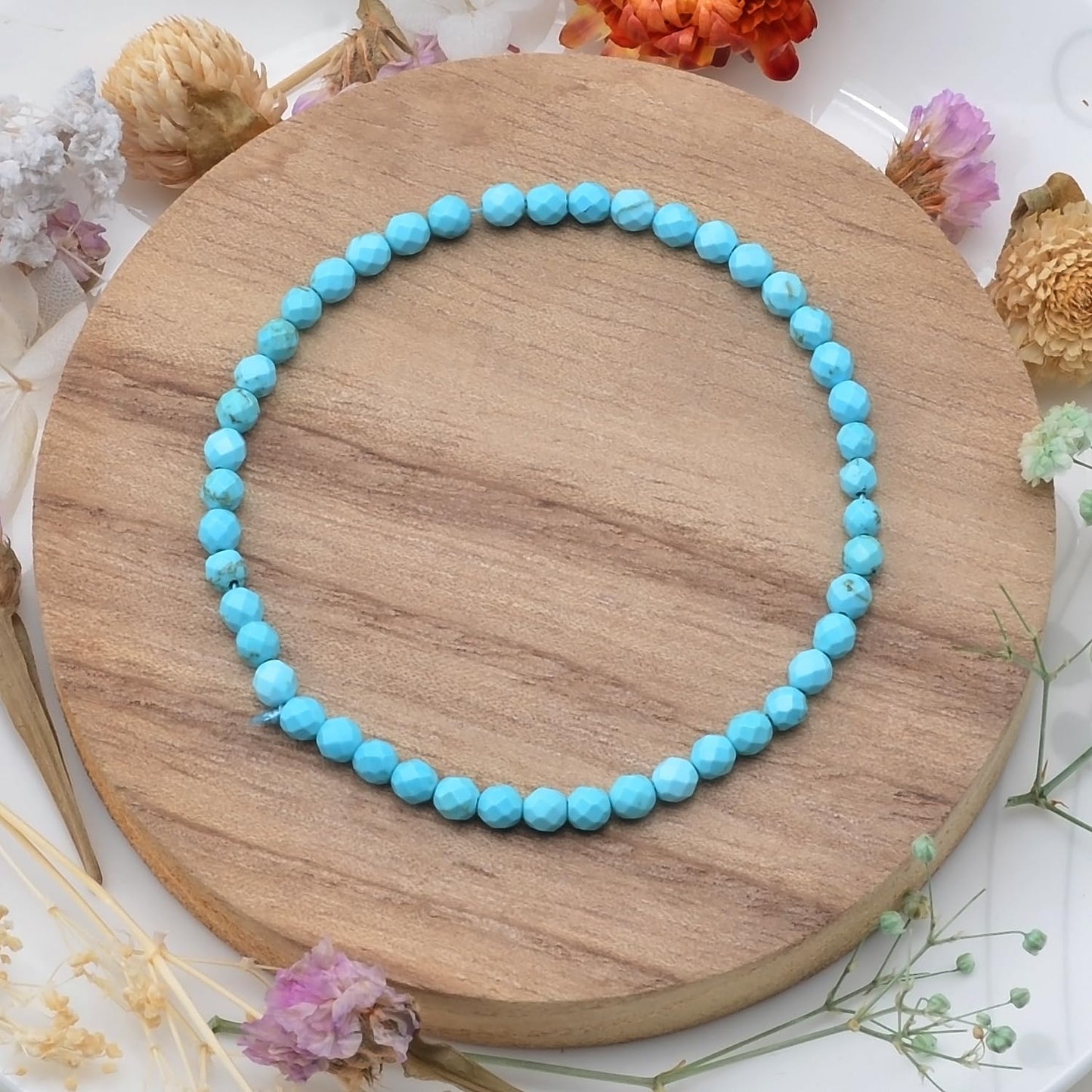 MASSIVE BEADS Natural Genuine Gemstone Beads Healing Crystal Chakra Reiki Jewelry Faceted Round Beads Bracelets (Turquoise, 3mm)