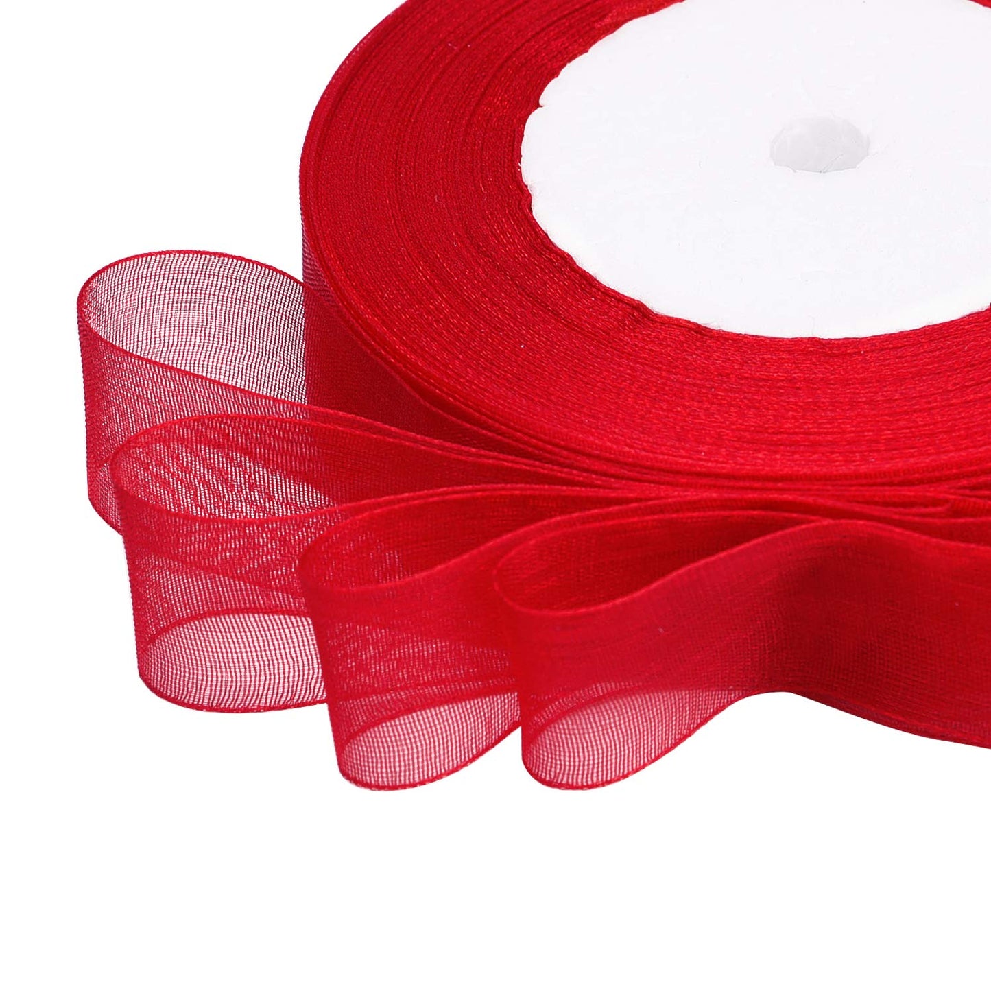 Livder 4 Rolls 200 Yard Christmas Red Green Organza Ribbons for Gift Wrapping, Room Decoration