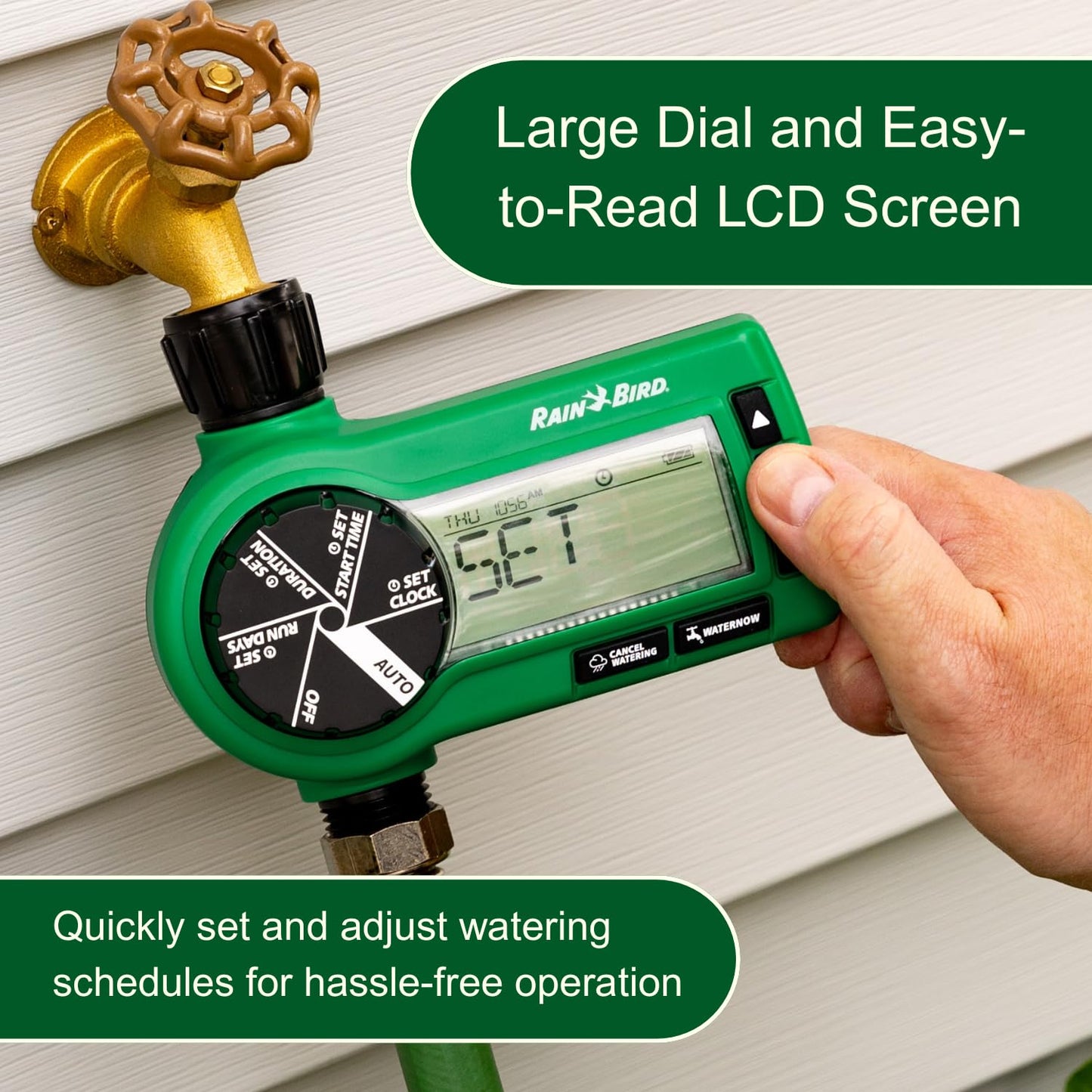 Rain Bird 1ZEHTMR Professional Grade Electronic Digital Hose End Timer/Controller, One Zone/Station, Battery Operated, Digital with Plastic Inlet/Outlet