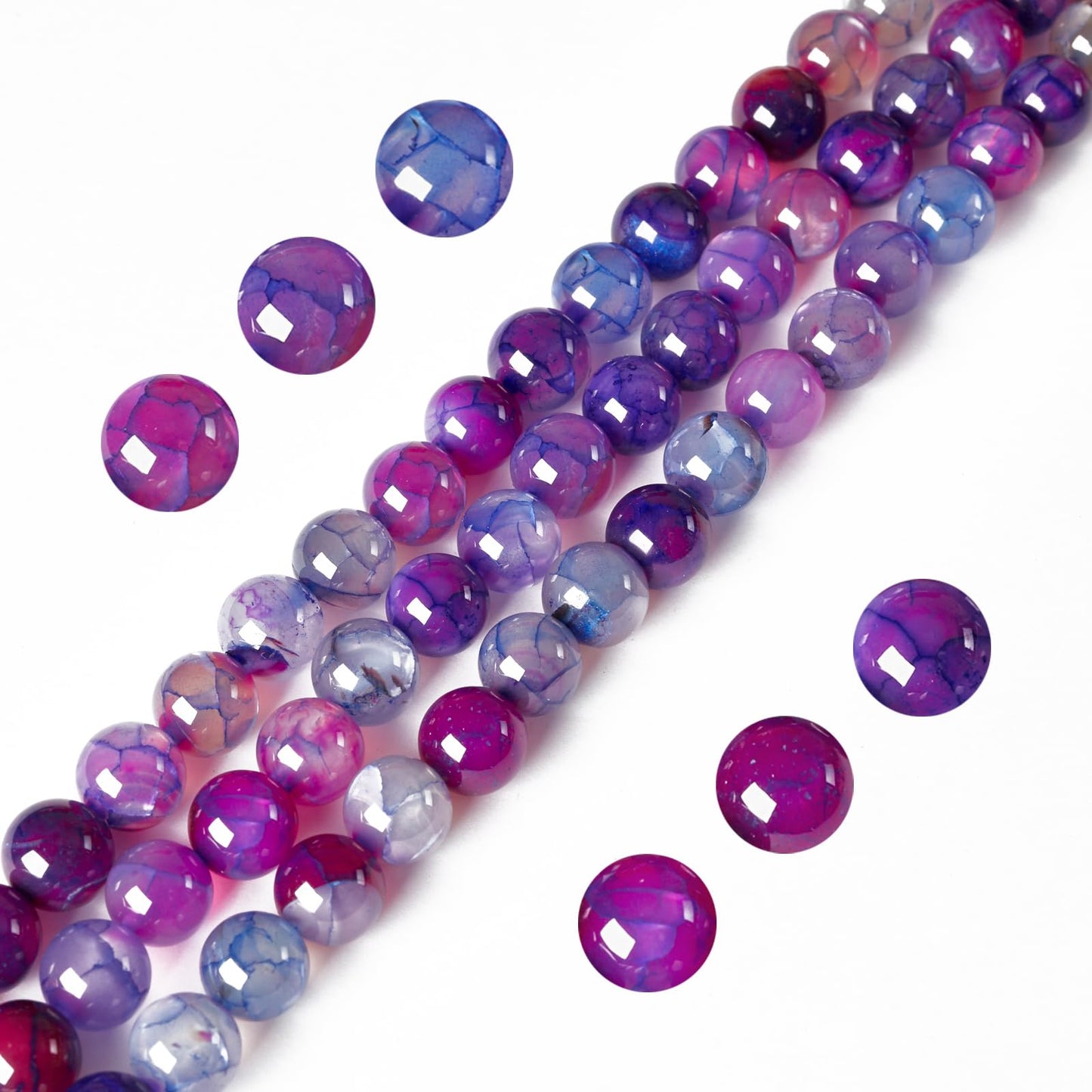 100pcs 6mm Purple Dragon Vein Agate Beads Natural Gemstone Beads Round Loose Beads for Jewelry Making