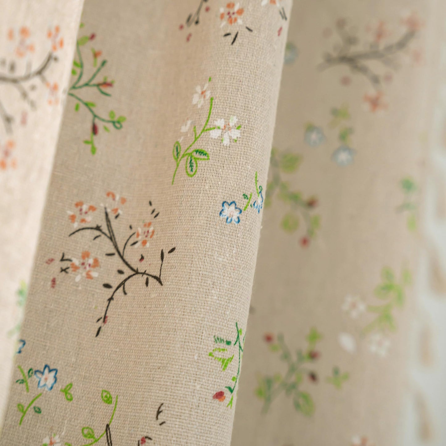 ENJOYBRIDAL Floral Boho Curtains 2 Panels Short 63 Inch Curtains Patterned Semi Sheer Living Room Drapes Farmhouse Bohemian Window Curtain Panels with Tassel Beige Rod Pocket Bedroom Drapes