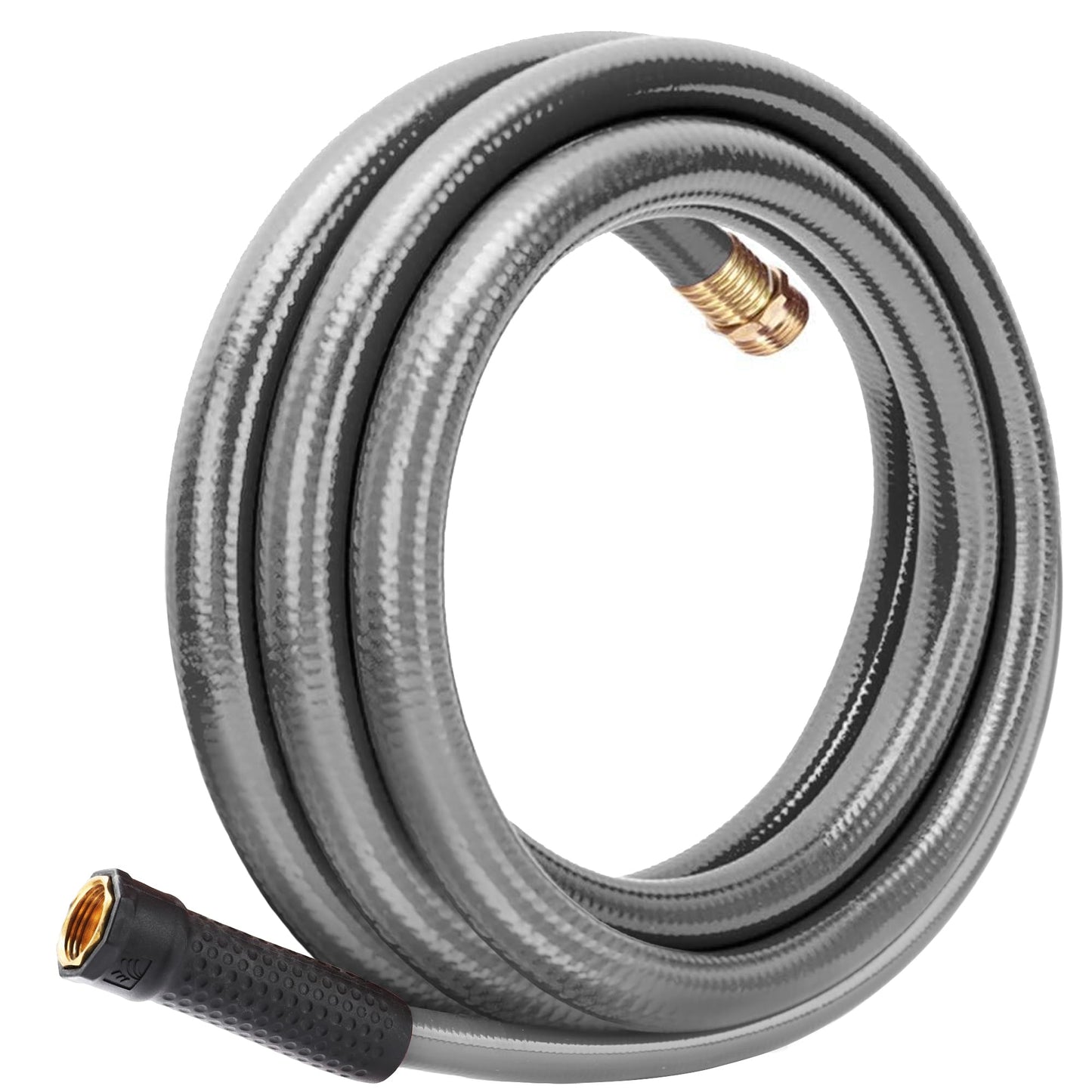 Worth Leader Short Garden Hose 3/4 in. x 10 ft. -Heavy Duty,Durable,Lightweight,Male to Female Fittings -No Kink Leakproof PVC Flexible Water Pipe -Brass Aluminum Ends for Household & Commercial-Gray