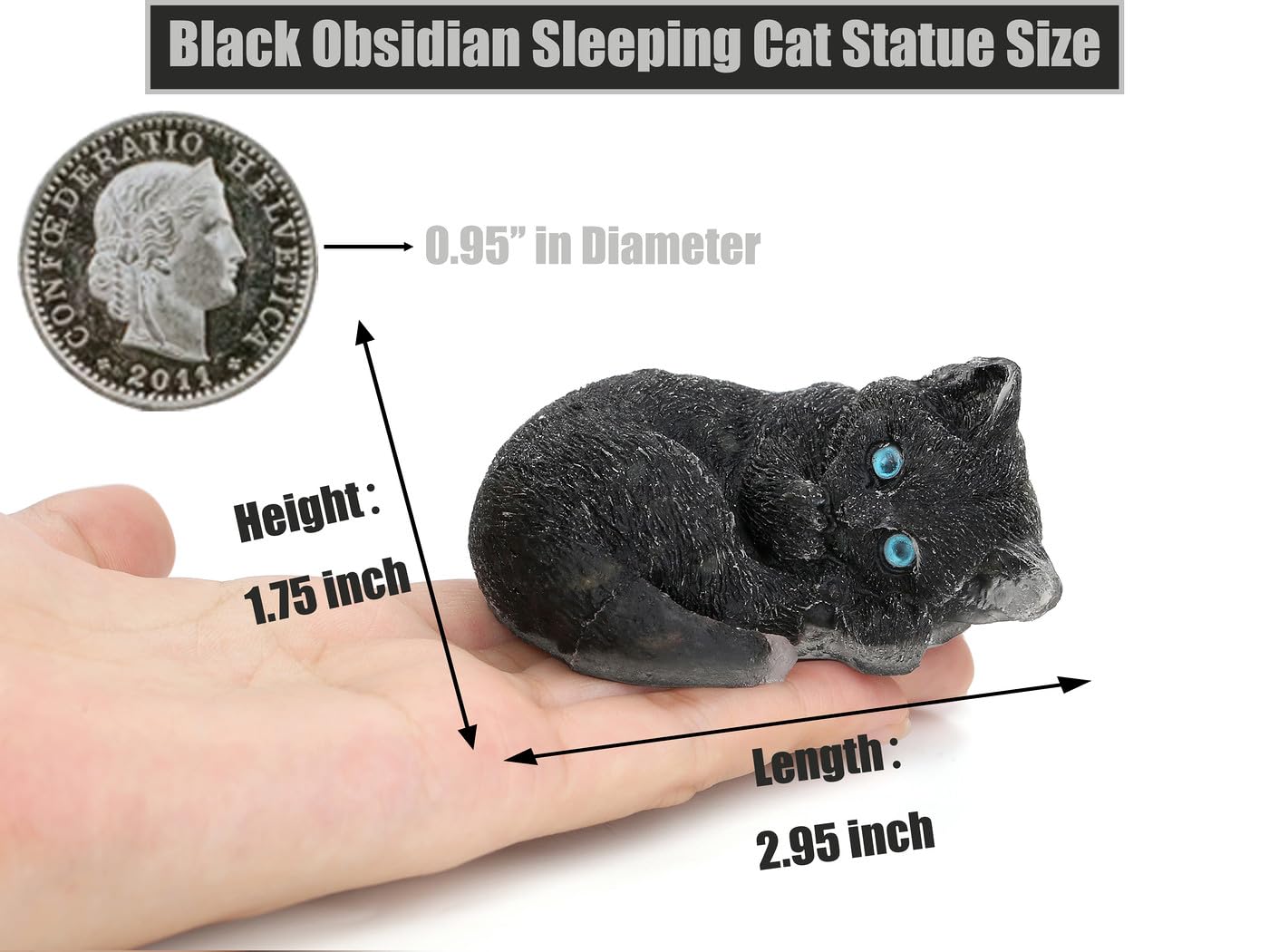 DUQGUHO Black Cat Decor Black Obsidian Crystal Gifts for Cat Lovers Sleeping Cat Statue Figurines Crystal Healing Stone Cute Resin Cat Gifts for Women Home Decoration 1PC