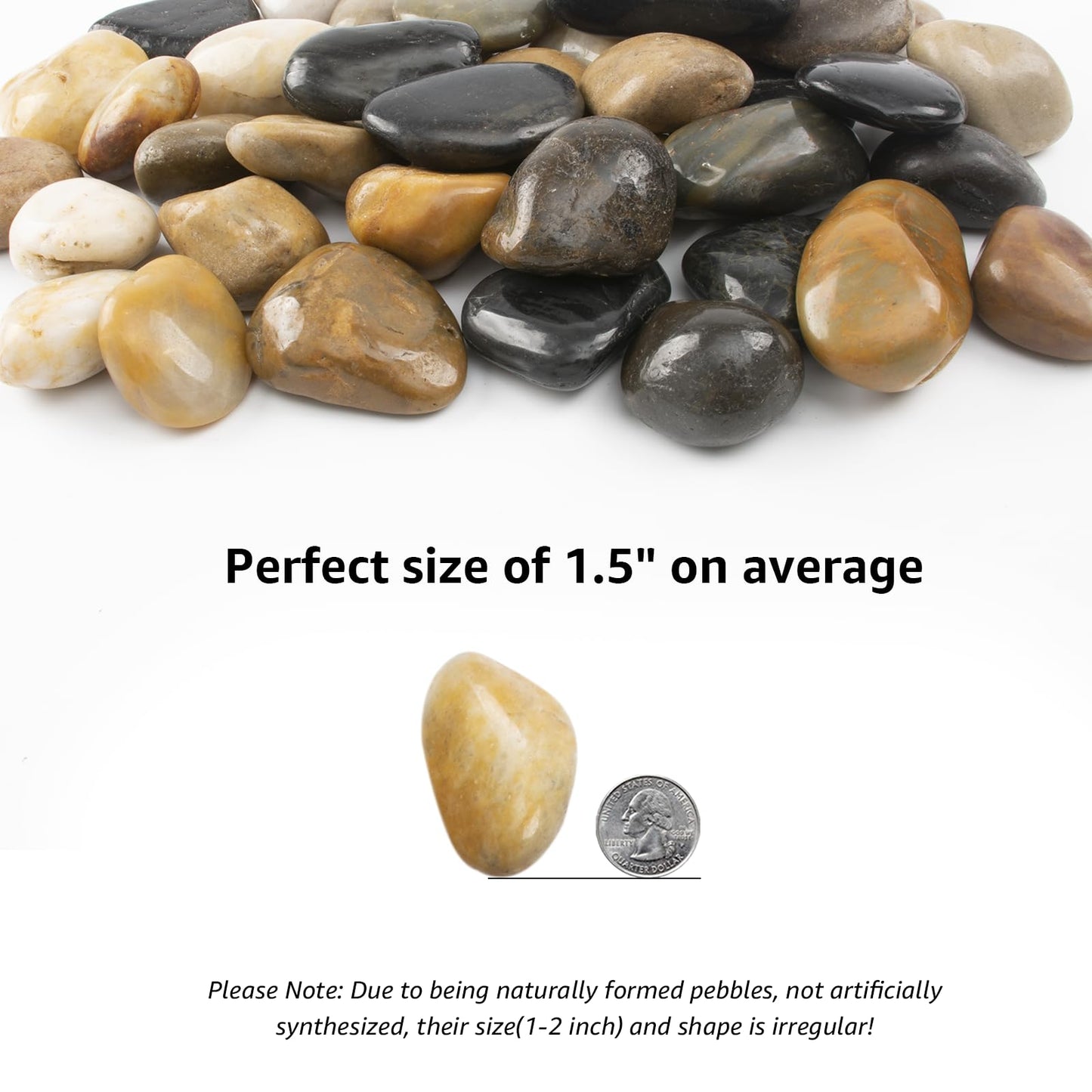20lbs 1-2 Inch River Rocks, Decorative Mixed Pebbles for Garden Landscaping, Indoor Plants, Fish Tanks, Vases, and Succulents – Ideal for Home Decoration and Outdoor Gardens (Weight : 20 LB, Mixed)