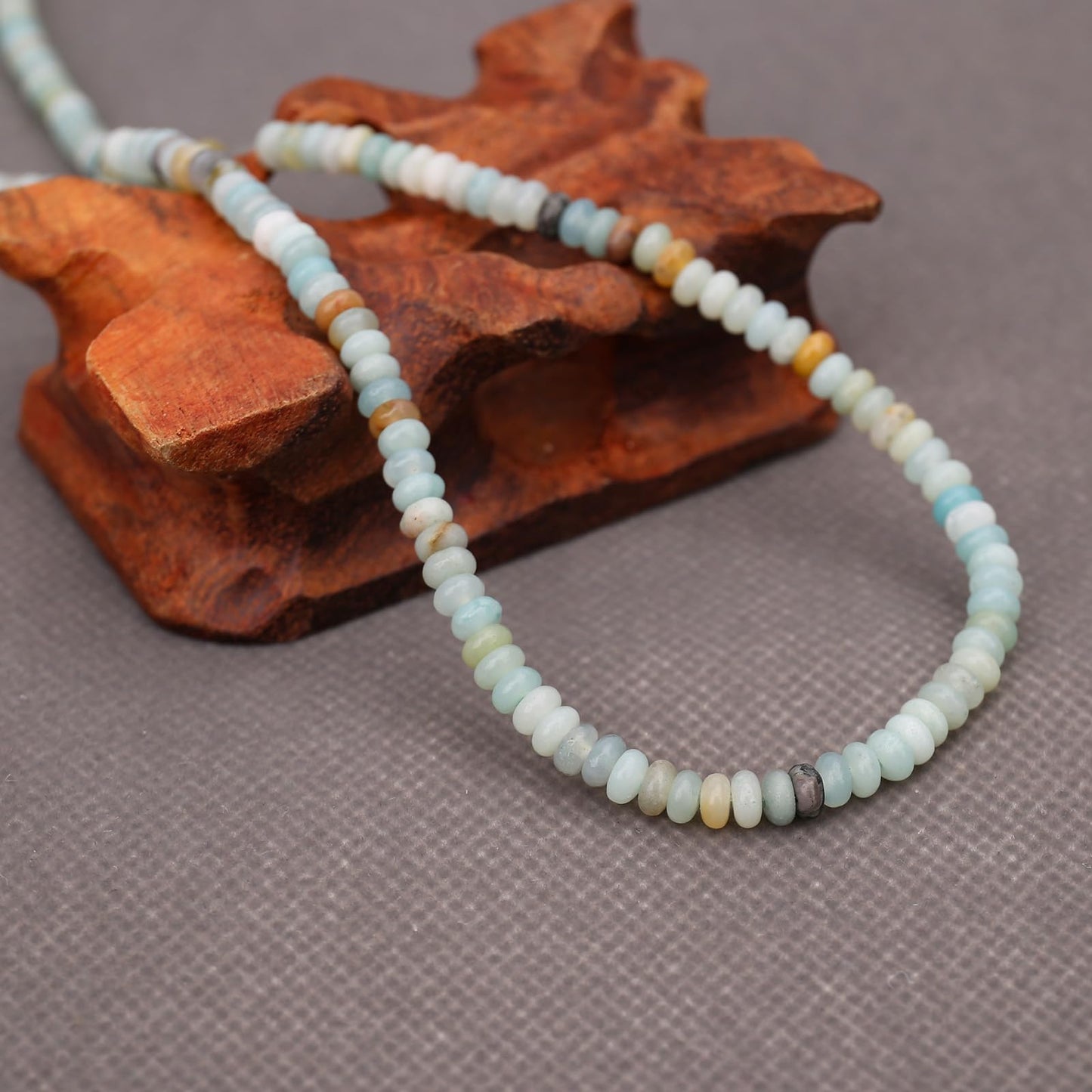 BONNY BOXX 1 Strand (150PCs) Natural 2 * 4mm Amazonite Rondelle Beads, Natural Abacus Disk Stone Beads Loose Spacer Gemstone for DIY Bracelet Necklace Jewelry Making