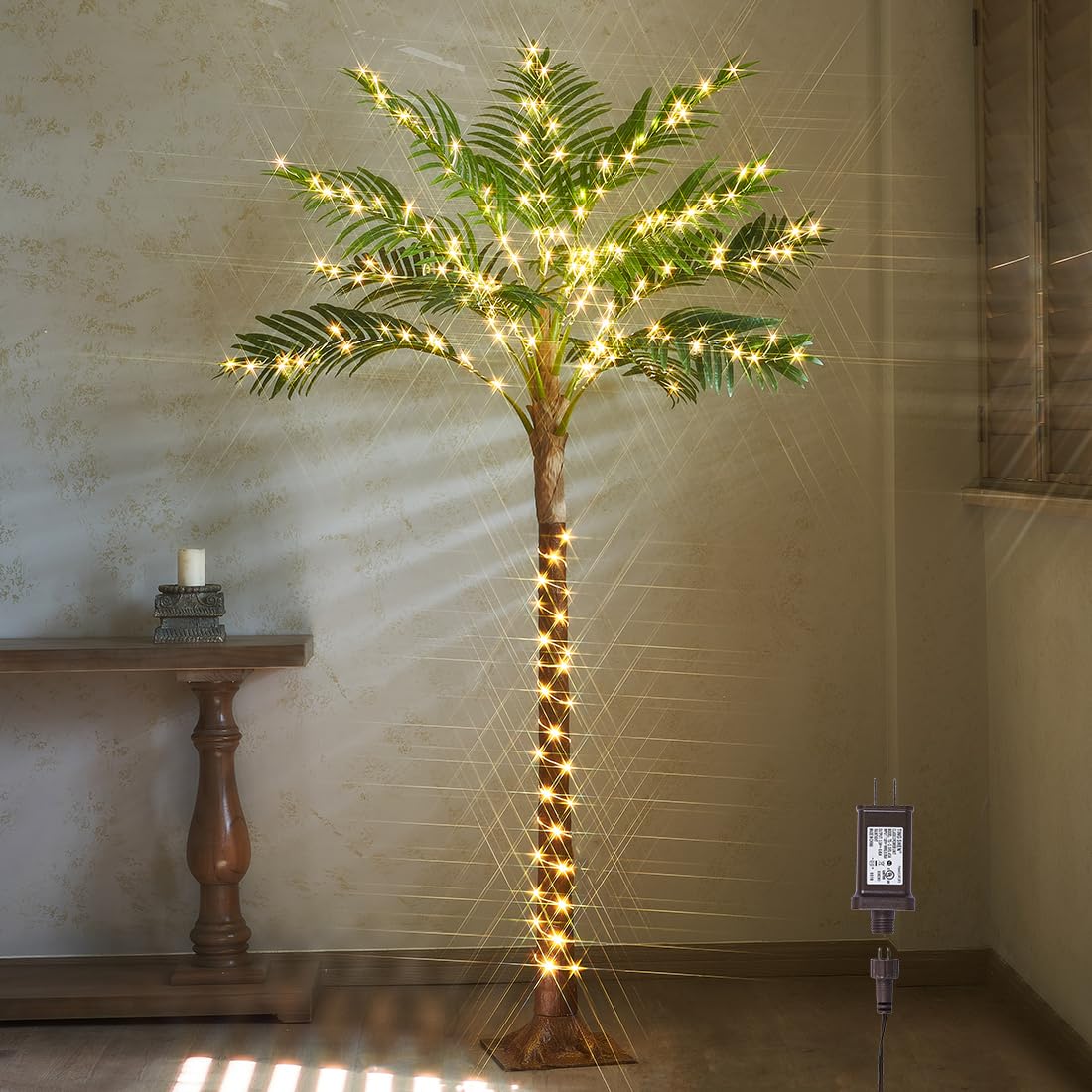 Hairui Artificial Palm Tree with 220 LED Fairy Lights, 6FT for Indoor Outdoor Office Home Patio Pool Decoration