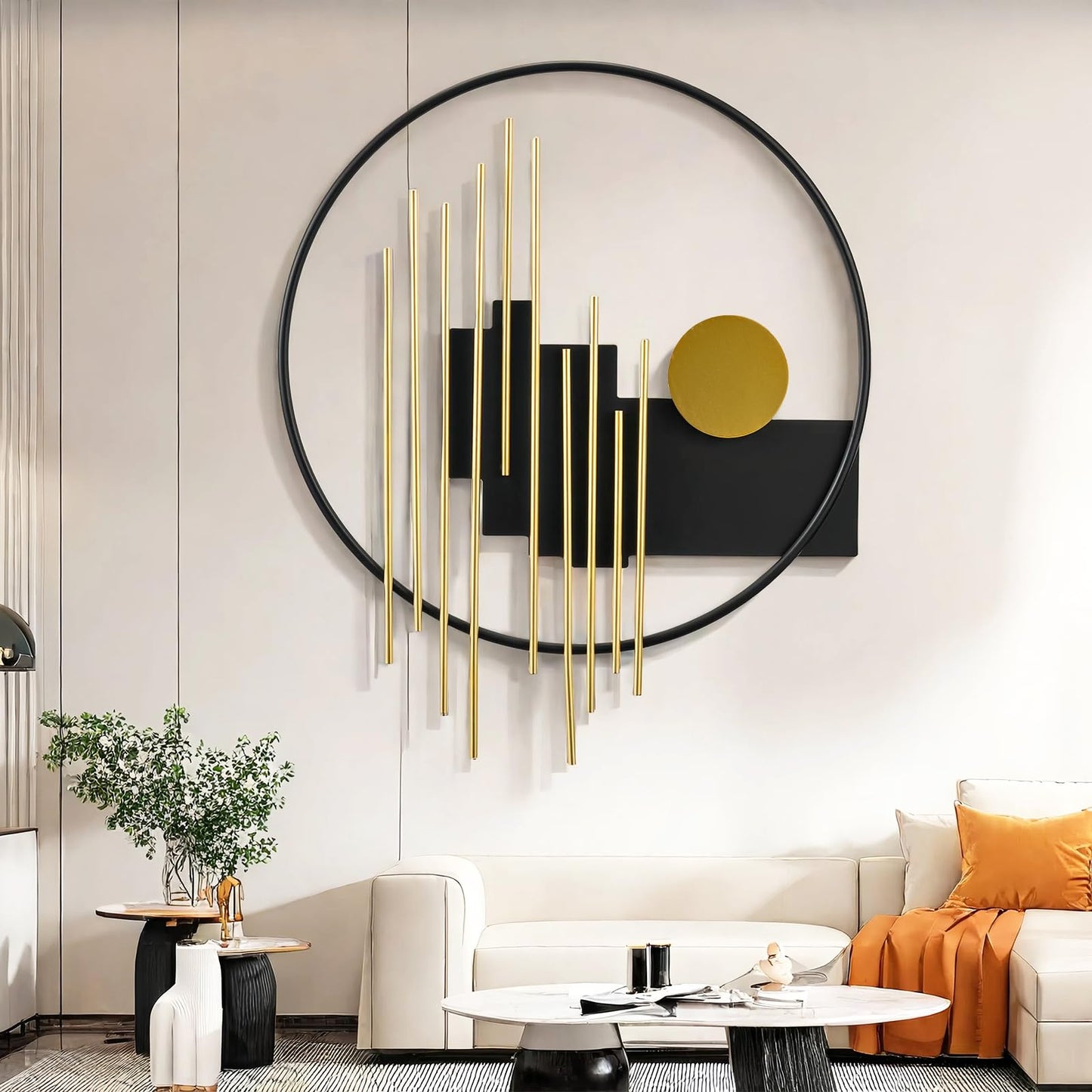 HYVAKUPPA 3D Large Metal Wall Decor Modern Aesthetic Wall Sculptures 19.7''x23.2'' Luxury Geometric Circular Decor Wall Art Artwork for Bedroom Dining Living Room Wall Decorations