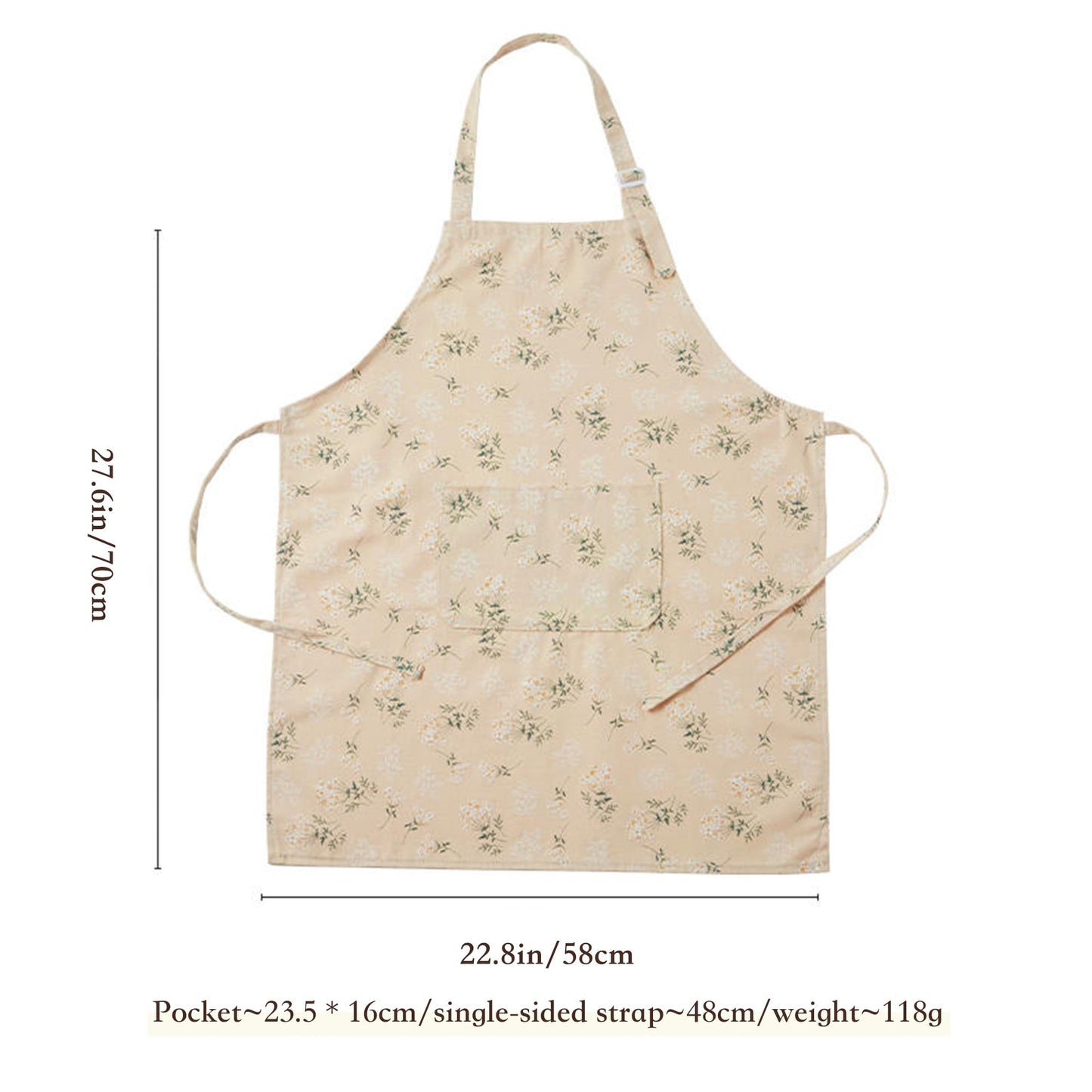 GROZOSS Aprons for Women with Pockets, Japanese Linen Kitchen Apron, Adjustable Lightweight Breathable Embossed Fabric, Cooking Baking Gardening Craft Apron, Vintage Floral Style