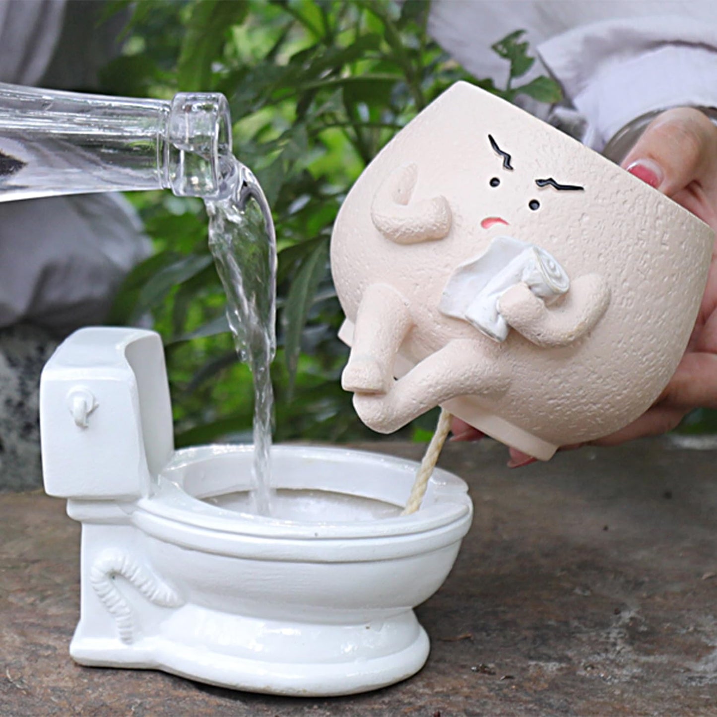 NINIPAPA Funny Face Toilet Planter with Drainage Hole for Indoor Plants, Cute Self Watering Plant Pot for Succulent Flower Pots, Unique Head Planters Gift on Birthday Christmas