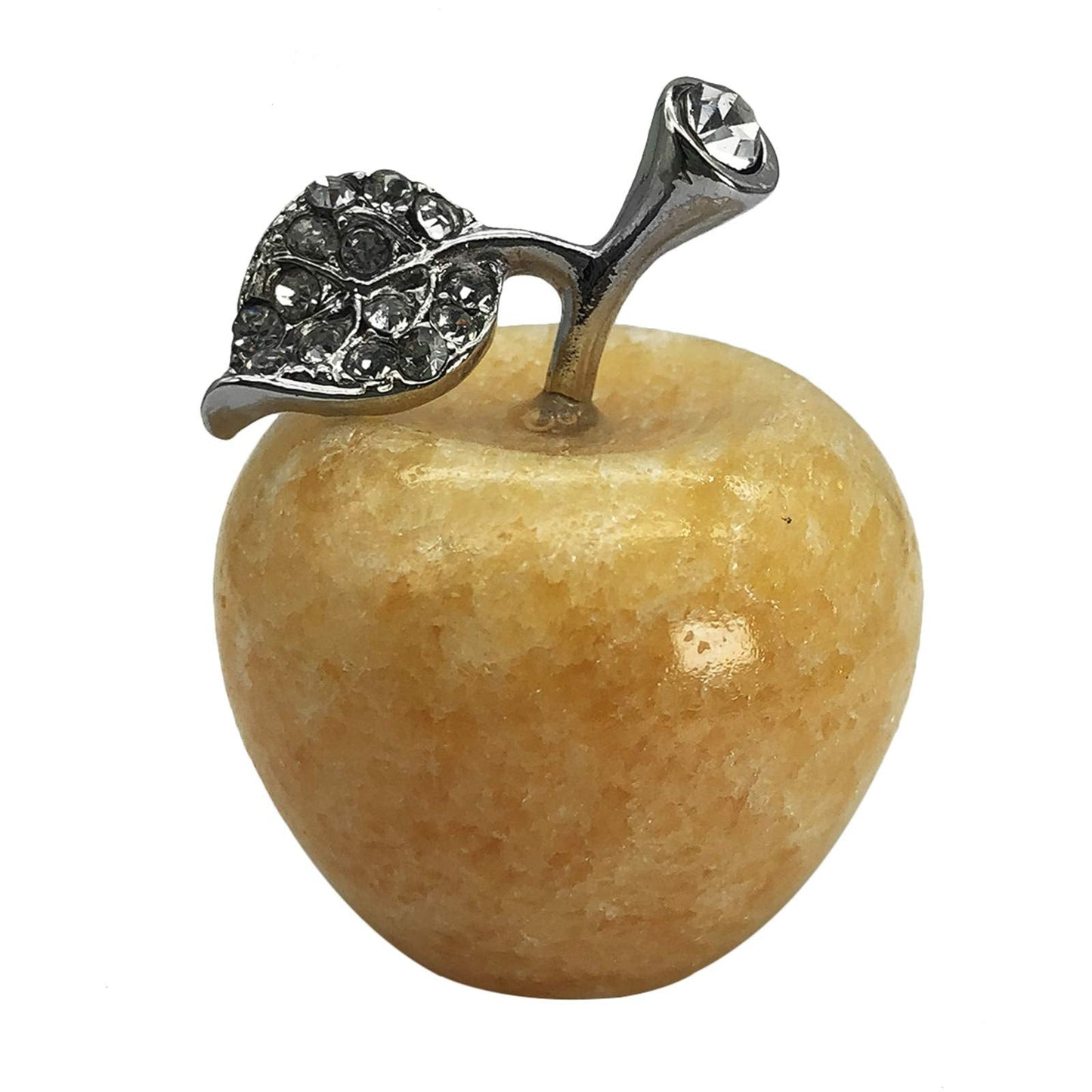 Fekuar Neyisaa Yellow Jade Apple Decor, Healing Crystals Pocket Stone Fruit Figurine Craft Home Decoration 30mm