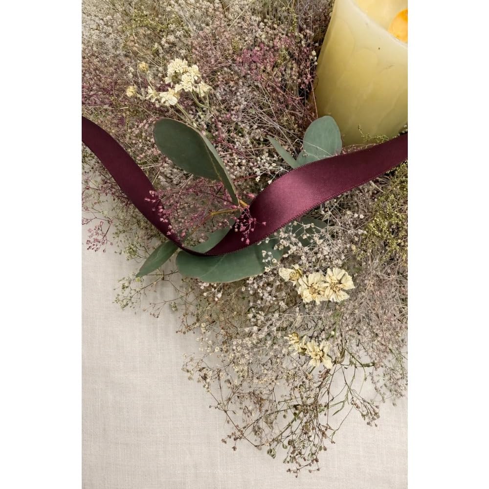 Pearly Dried Flower Centerpiece, Handmade Everlasting Floral Arrangement with Sweet Annie and Eucalyptus, 16 Inch Round Botanical Decor for Table, Mantel or Wall