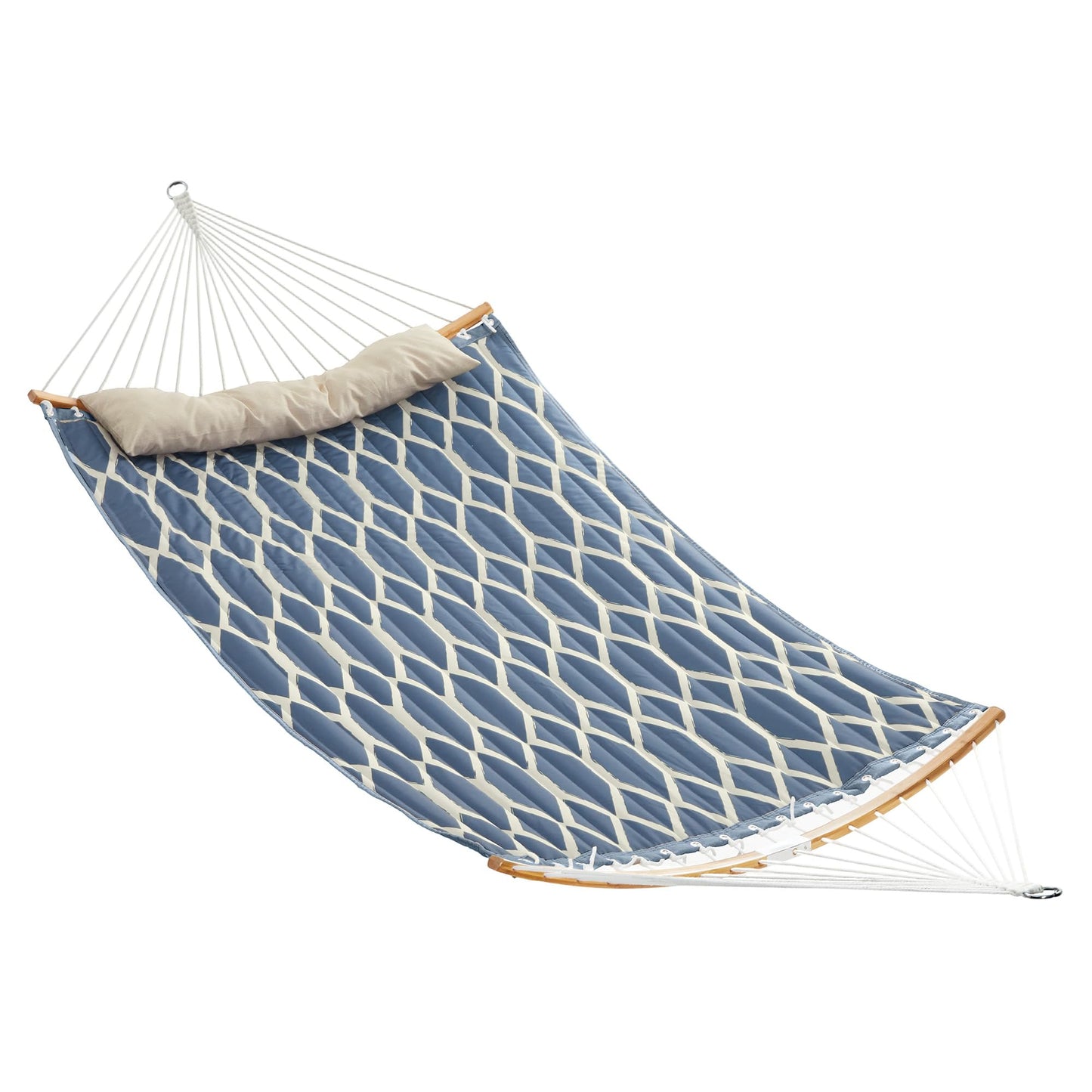 SONGMICS Hammock, Quilted Double Hammock with Padded Pillow, 78.7 x 55.1 Inches, 495 lb Weight Capacity, Portable for Outdoor Relaxation, Garden, Patio, and Camping, Blue UGDC034I02V1