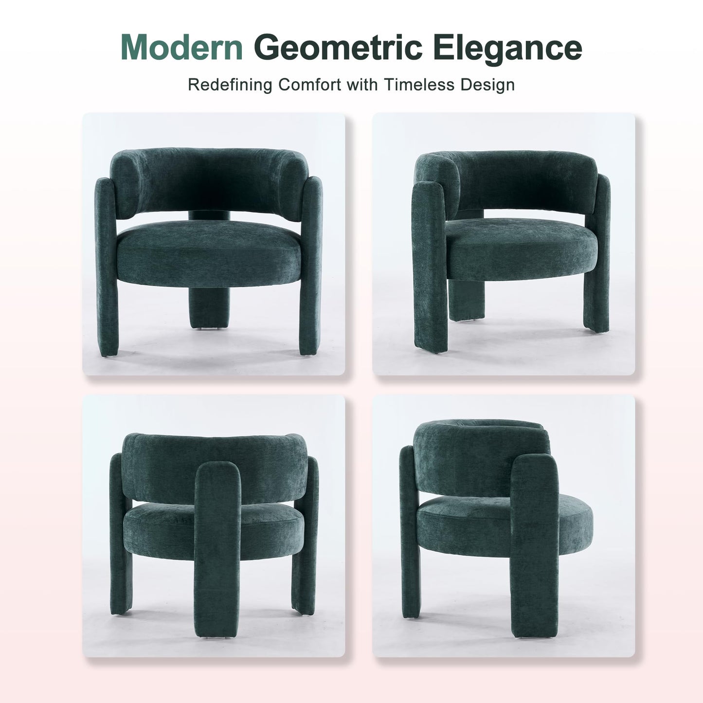 ENYLAY Modern Accent Barrel Chair,Mid Century Single Armchair with Curved Backrest Upholstered Side Reading Chair with 3 Legs Comfy Sherpa Chair for Bedroom Home Office Living Room (Green, Set of 1)