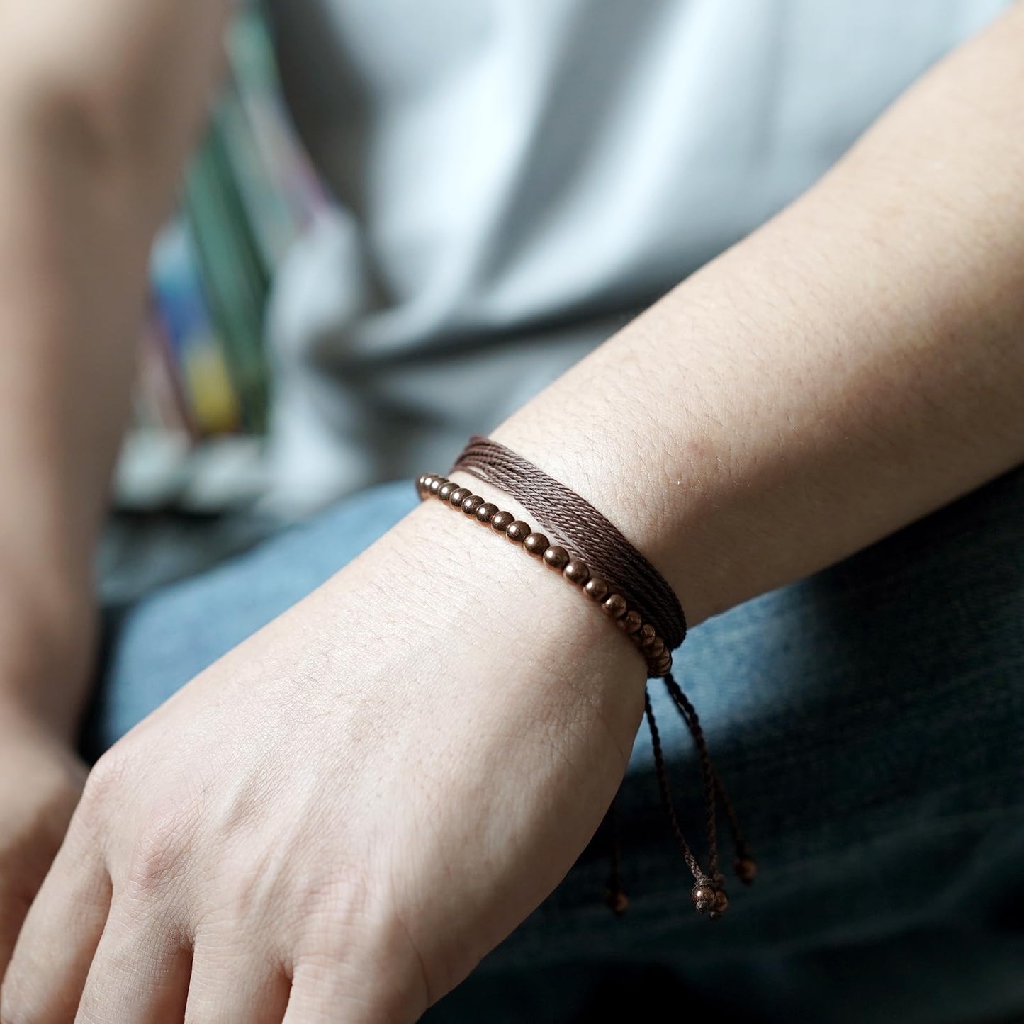 Mezcla Vida Natural Stone Beaded Bracelets for Men Women Unisex Adjustable Waterproof Rope Bracelets Set Valentine's Day Birthday Gifts for Boyfriend Husband Him (Copper Hematite)