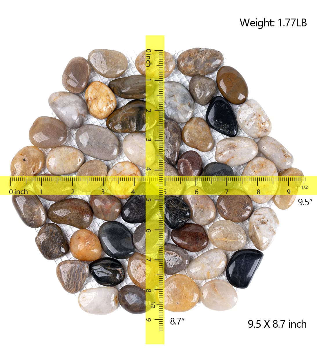 6 PCS Natural River Rock Stepping Stones for Garden Walkway - 9.5'' Hexagon Pebble Mats with Non-Slip Mesh Backing - Decorative Outdoor Stone Pavers for Patio, Lawn, Backyard Path & Landscaping Decor