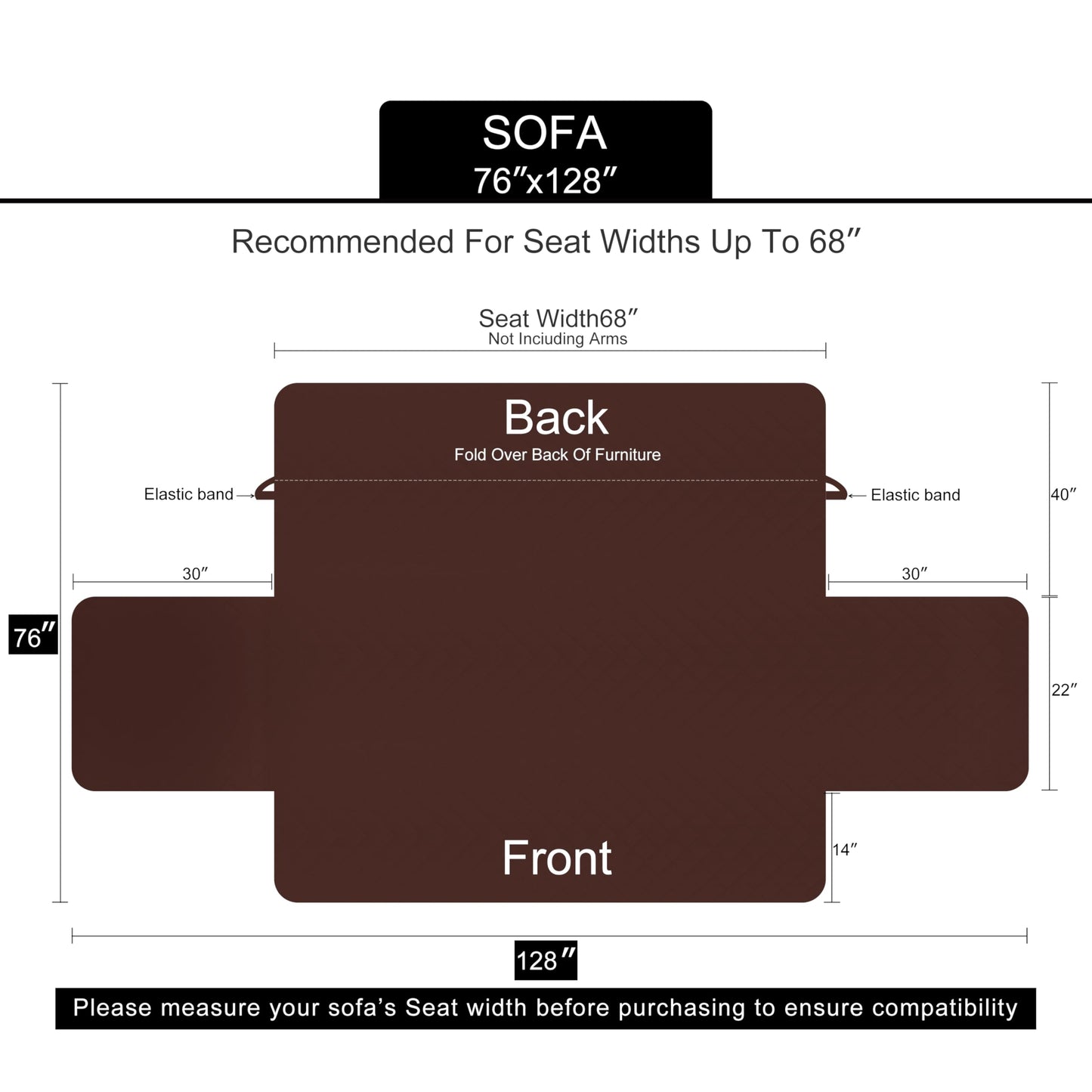 U-NICE HOME Reversible Sofa Cover Washable Couch Cover for Dogs Friendly with Elastic Straps Water Repellent Furniture Protector for 3 Cushion Couch (Sofa, Coffee/Beige)