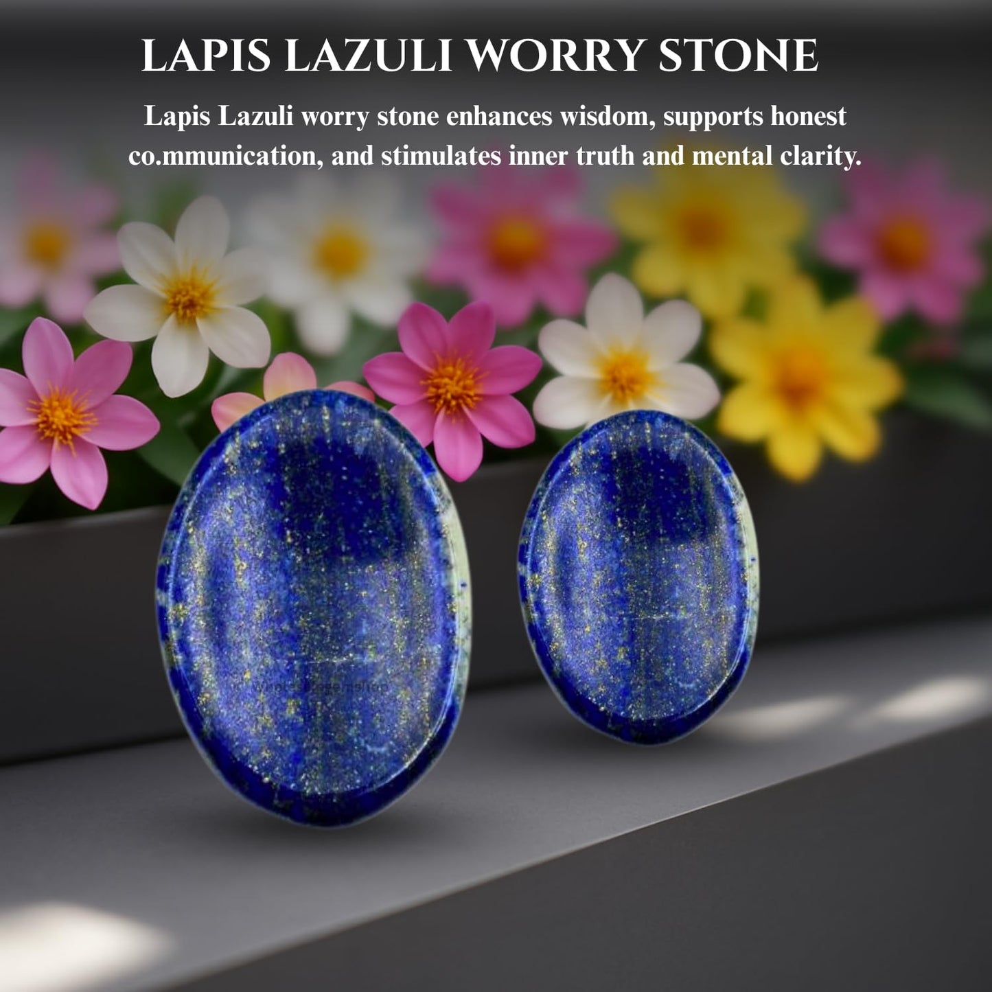 Wholesalegemshop Lapis Lazuli Thumb Worry Stones Metaphysical Gemstone Crystal Healing Reiki Men Women Gift FENG Shui Positive Energy Love Wellness Palm Stones Wicca Powerful
