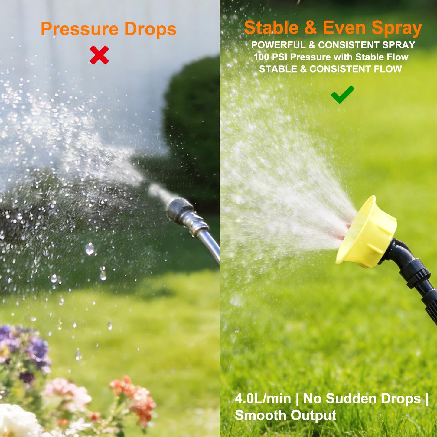 4 Gallon Battery Operated Backpack Sprayer, 100 PSI Electric Garden Sprayer with 12V 8Ah Rechargeable Battery, Trigger Lock, Stable Pressure Pump, Adjustable Nozzles for Lawn Care & Garden