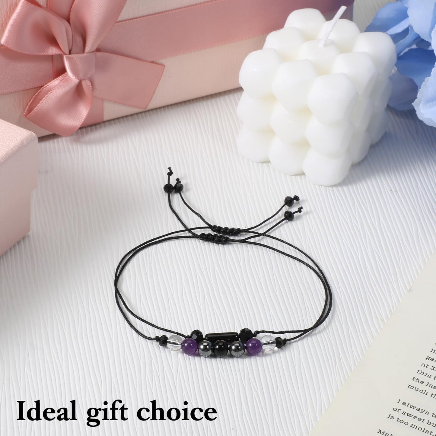 Aeaocvo 2PCS Black Tourmaline Bracelet and Black Obsidian Bracelet, Double Protection Bracelets Couples Friendship Bracelets for Women Men