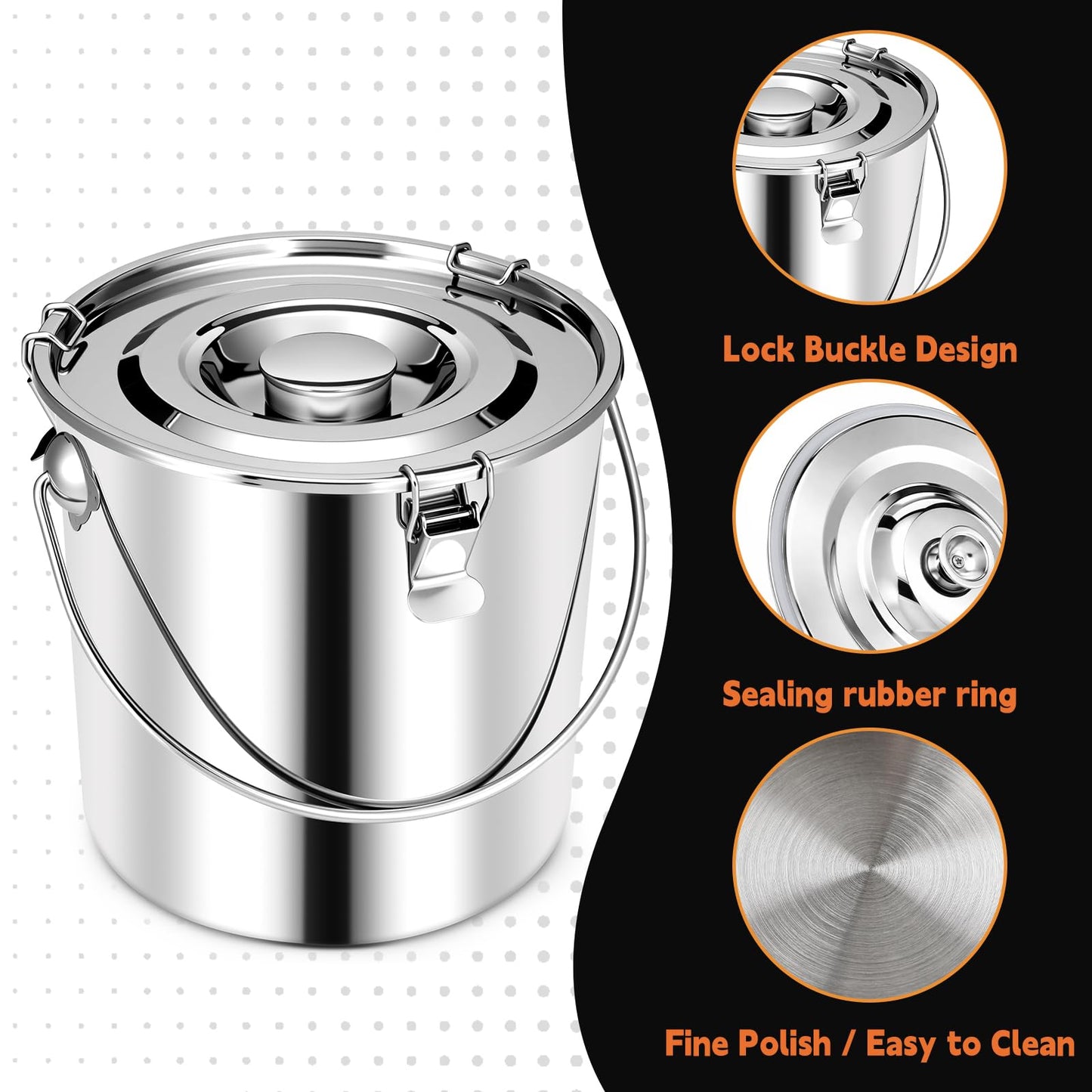 Mifoci 3 Pcs Charcoal Saver Kit 3 Gallon Stainless Steel Charcoal Extinguishing Bucket with Lockable Lid Coal Extinguishing Pot for Grills Wood Burning Stoves Campfires Ash Storage