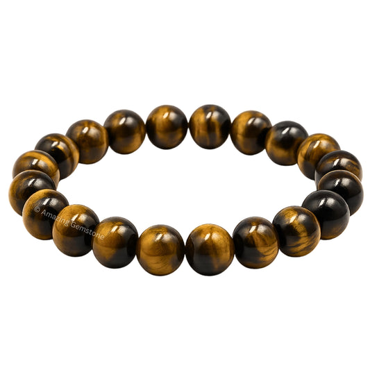 Amazing Gemstone Crystal Bracelet for Women Men's Gifts - Protection Healing Crystal Bracelet - 8mm Gemstone Beaded Stretchable Bracelet Pulseras Para Hombres Mujer Stocking Stuffers Mothers Day Gift (Tiger Eye)