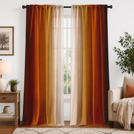 XFLINGBAO Burnt Orange Curtains 84 Inch Length for Living Room 2 Panel Set Burnt Orange and Terracotta Window Curtain Rust Orange Ombre Gradient Light Filtering Curtains Modern Abstract Drapes