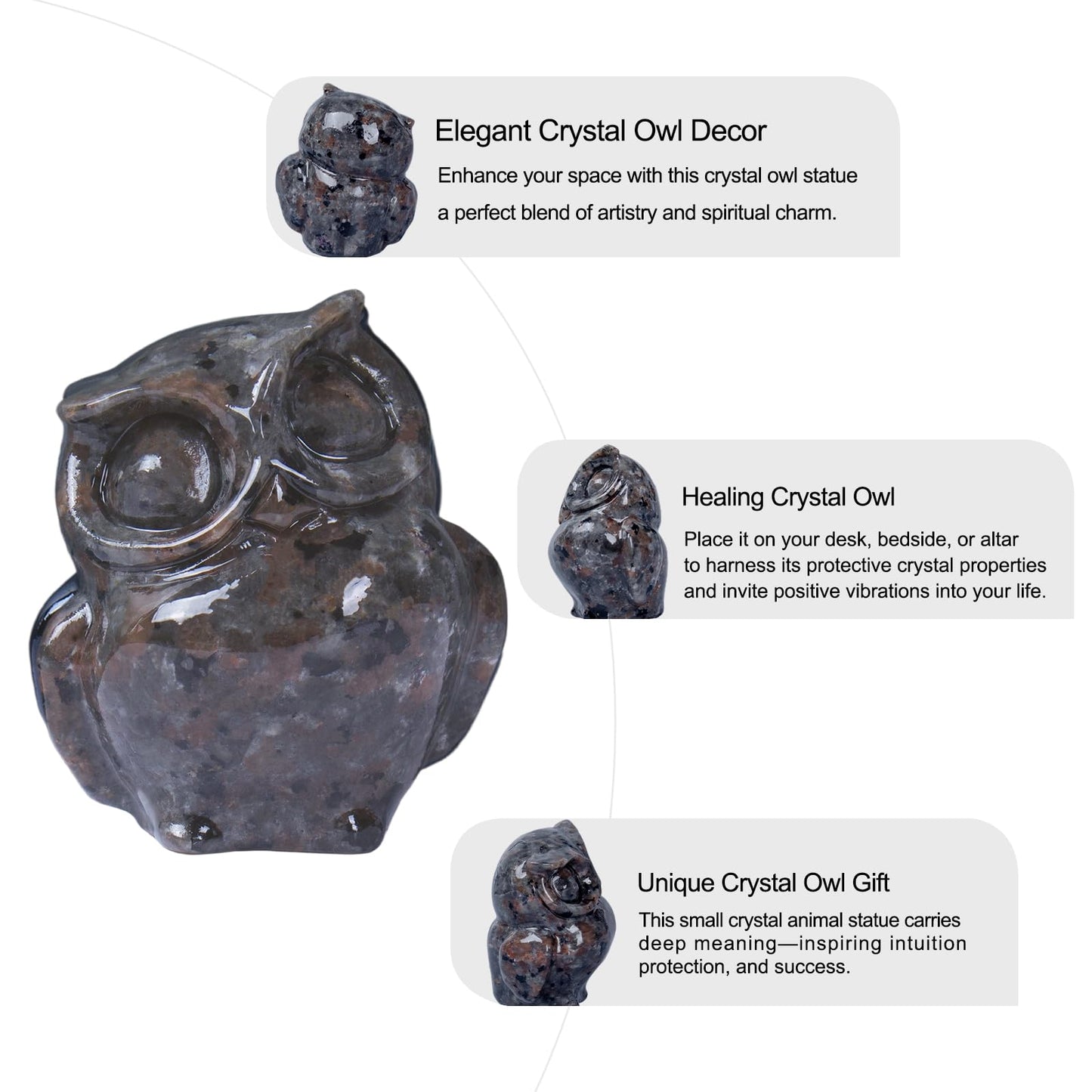 QLRSUXN 2 Inch Owl Figurine Handcrafted,Flame Stone Healing Crystal Animal Sculpture,Home Decor Unique Gift for Collectors,Crystal Artwork Nature Lovers Birthday Anniversary Present Spiritual Gift