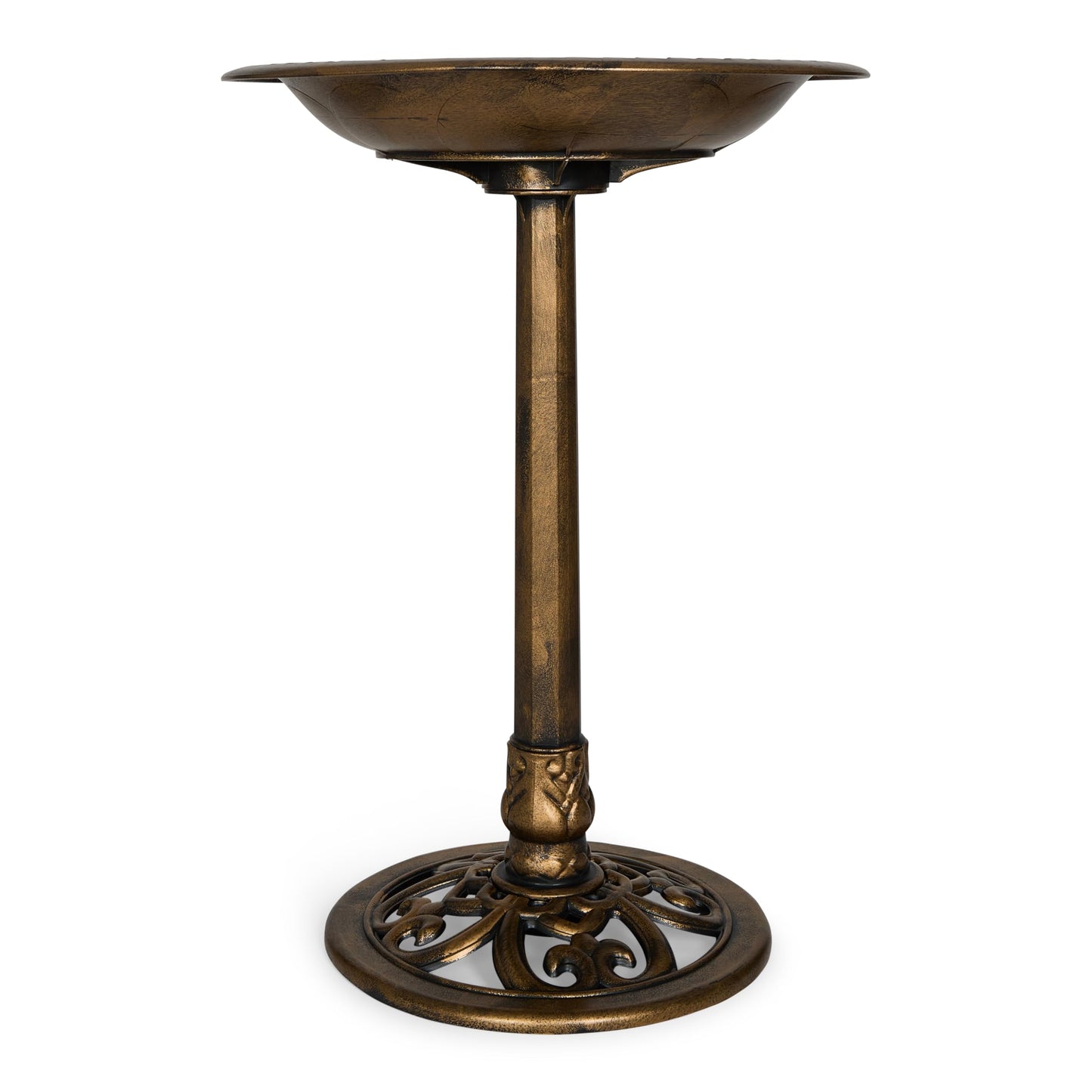 Backyard Expressions Outdoor Garden Bird Bath - Bronze - Weather Resistant Resin with Ground Stakes - 27 Inch