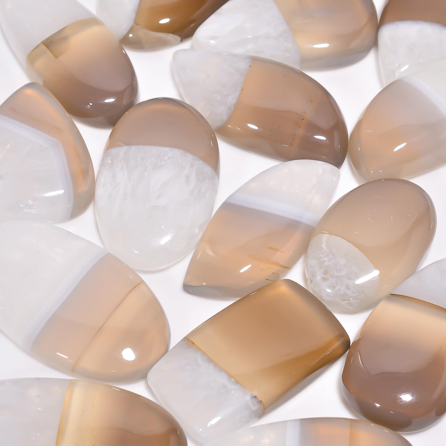 GEMKORA 90+ cts Natural Solar Quartz Gemstone Wholesale Cabochons Lot, Jewelry Making Loose Gemstone, Polished Home Decor, DIY, Wire Wrapping, Reiki, Healing Crystals, Bulk Gemstone Deal