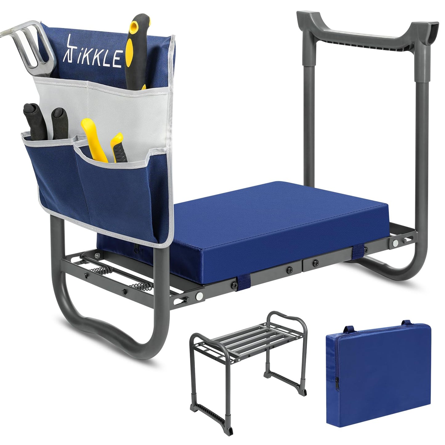 ikkle 838LB+ Capacity Garden Kneeler and Seat - Ultra Heavy Duty Stool Bench with Thick Soft Pad, Gift for Gardeners