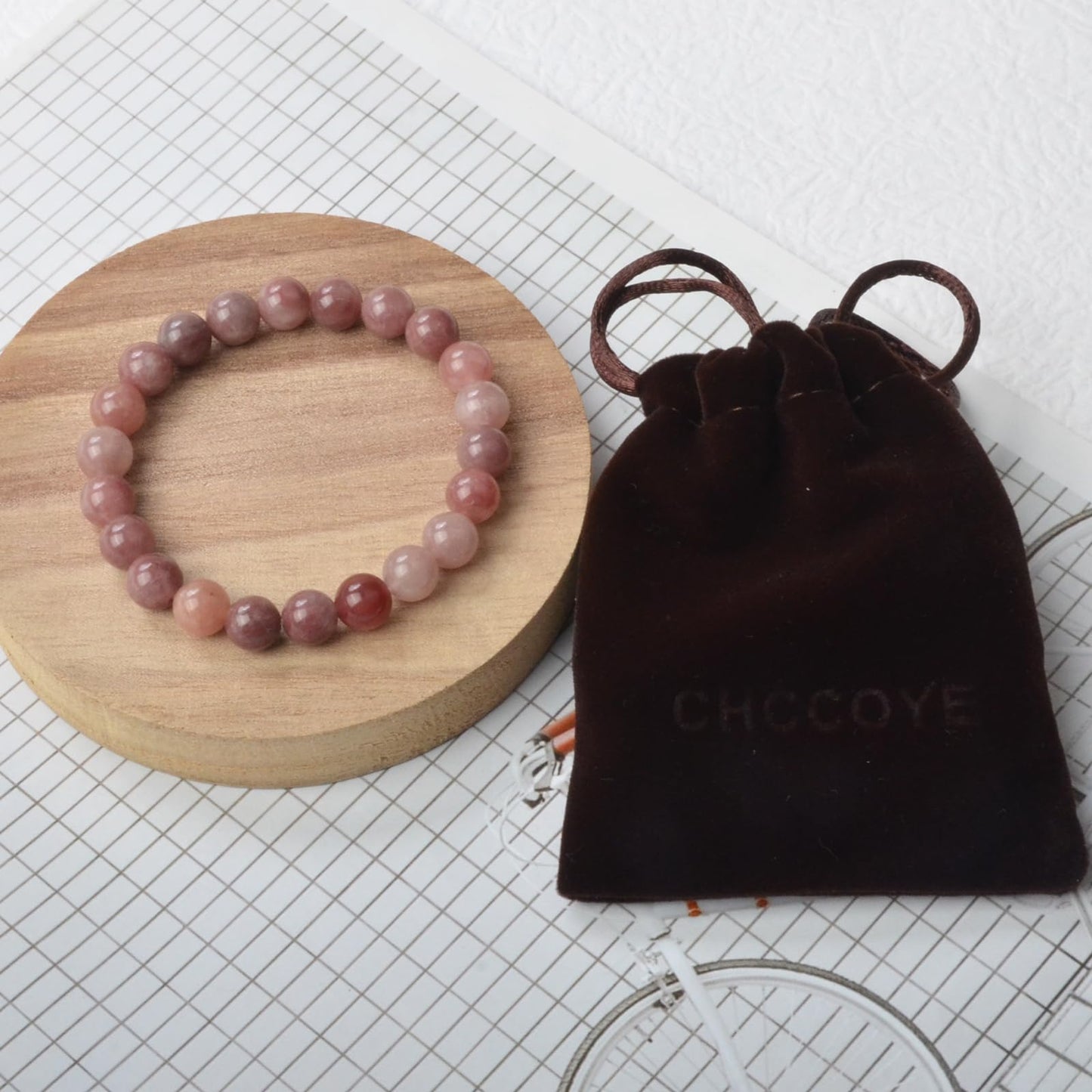 CHCCOYE 6mm Natural Healing Gemstone Bracelet Handmade Yoga Stretch Elastic Bracelet Stress Relief Crystal Jewelry for Men and Women (6mm,Angel Quartz)