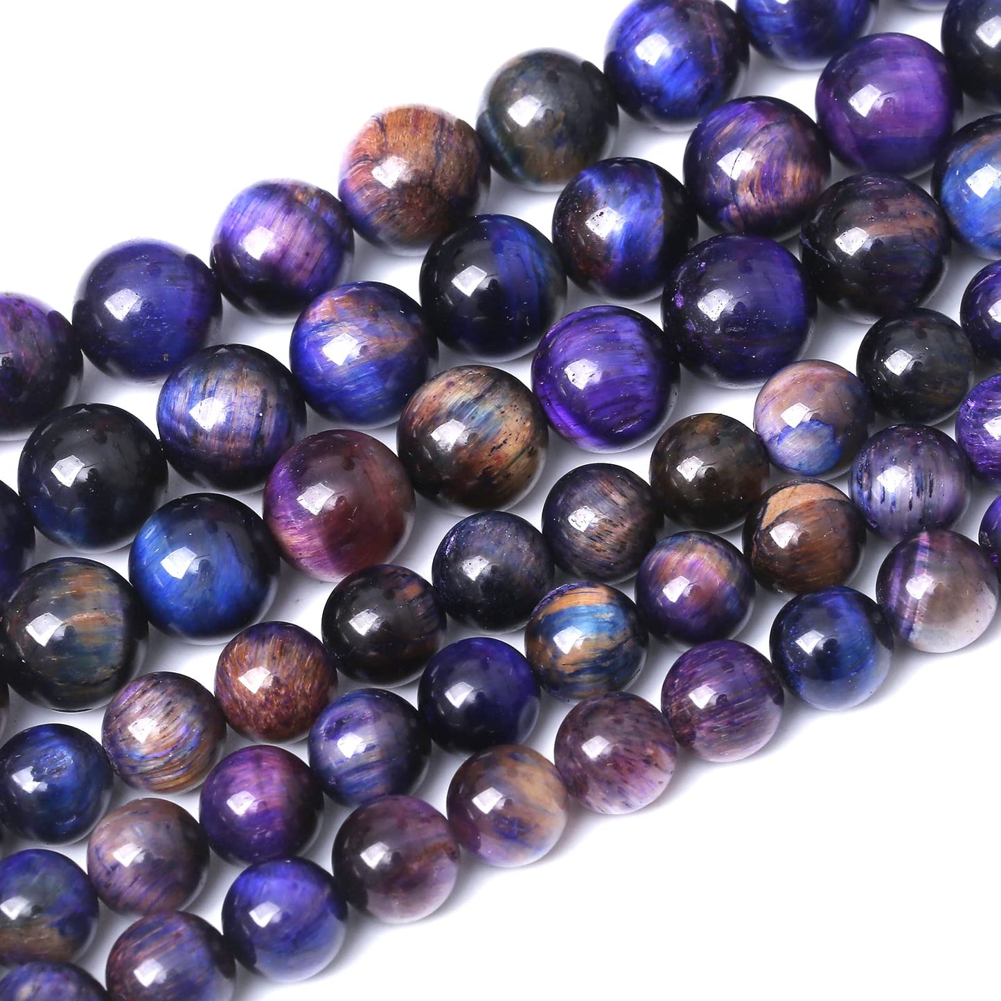 60PCS 6MM AAA Blue Purple Starry Sky Tiger Eye Stone Beads Natural Gemstone Bead Crystal Healing Energy Jewelry Making DIY 15 inches