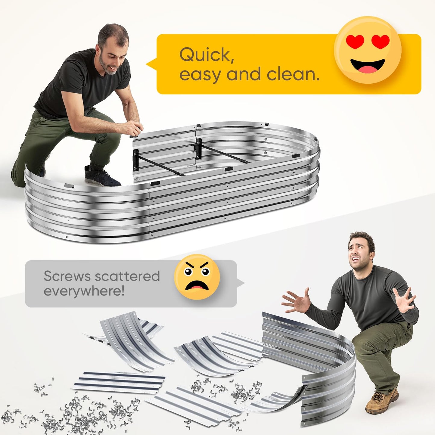 KING BIRD Raised Garden Bed Kit 2026 Upgraded 10-Minute Assembly Galvanized Planter Garden Box Outdoor for Gardening, Vegetables, Flowers, 47x24x12 in, Dark Grey