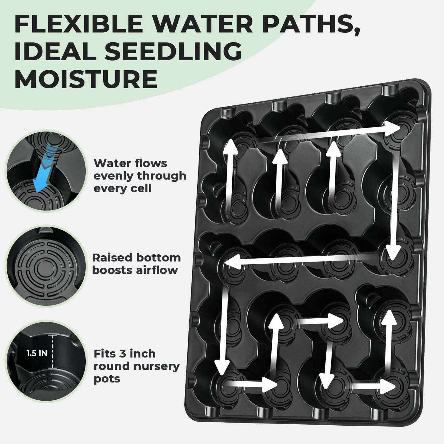 homenote 3 Inch Seed Starting Trays with Clear Nursery Pots, 5-Pack 20-Cell Seedling Starter Trays & 3" Nursery Pots 100 Pcs with Drainage, Plant Starter Germination Trays for Indoor Outdoor Growing